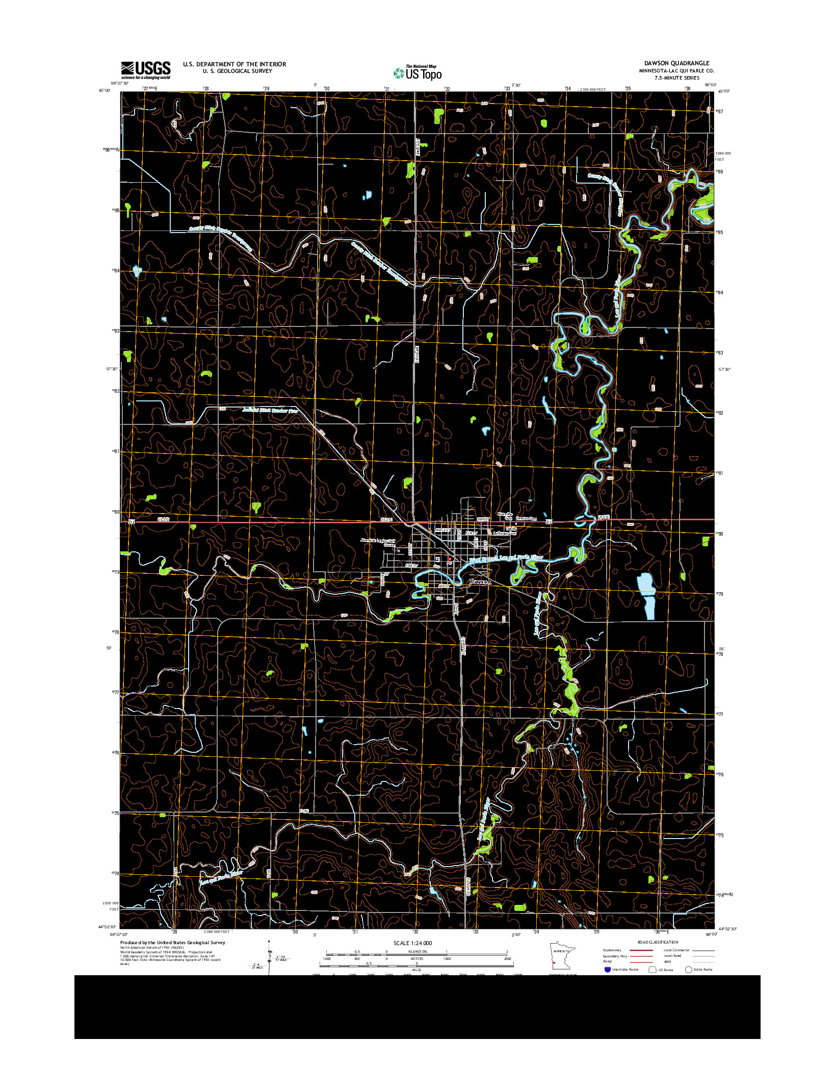 USGS US TOPO 7.5-MINUTE MAP FOR DAWSON, MN 2013
