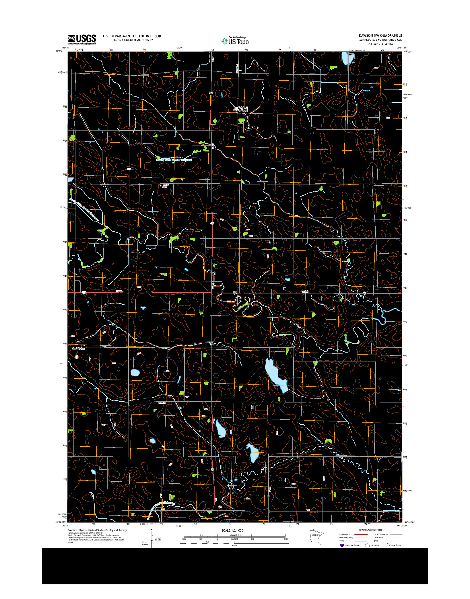 USGS US TOPO 7.5-MINUTE MAP FOR DAWSON NW, MN 2013