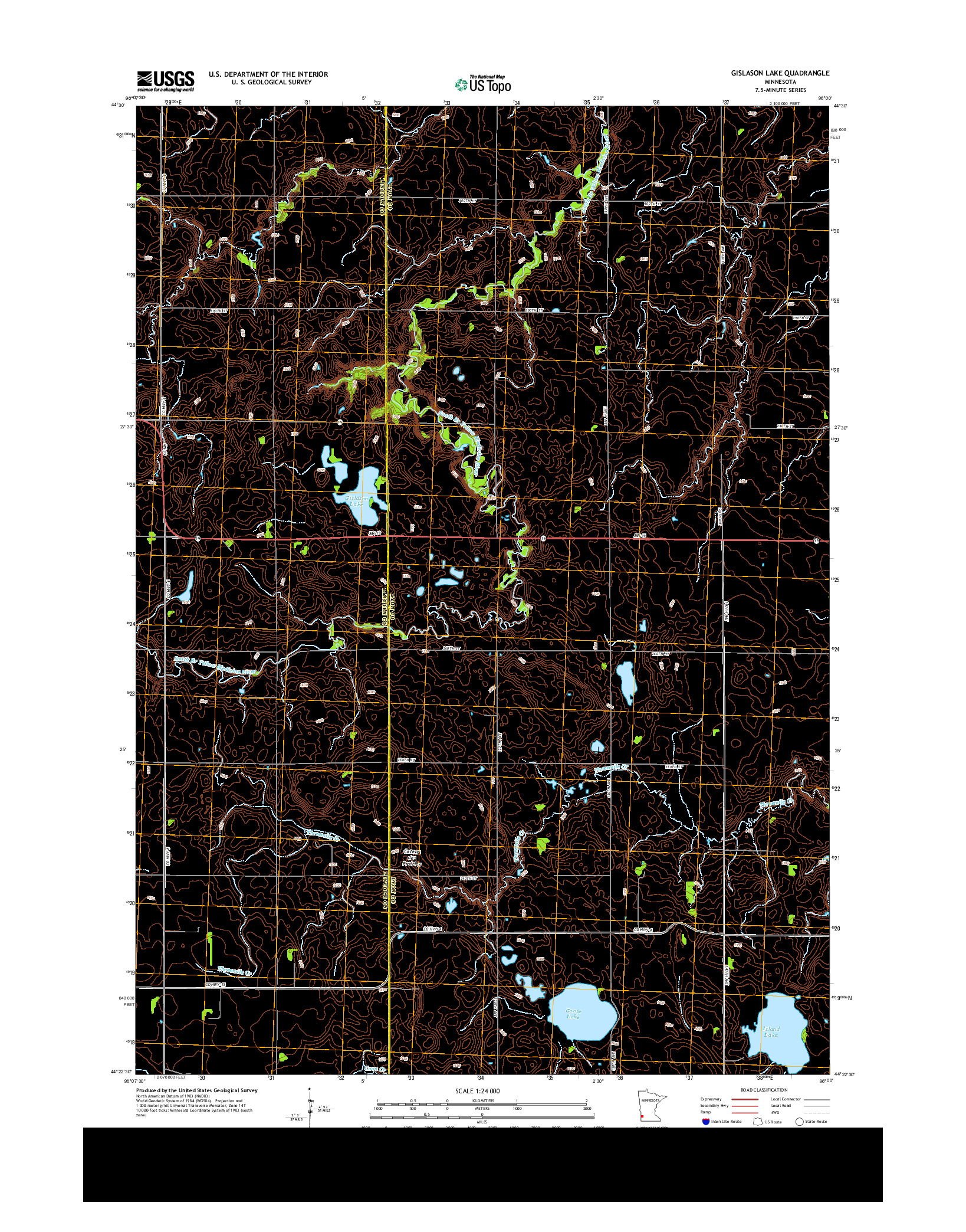 USGS US TOPO 7.5-MINUTE MAP FOR GISLASON LAKE, MN 2013