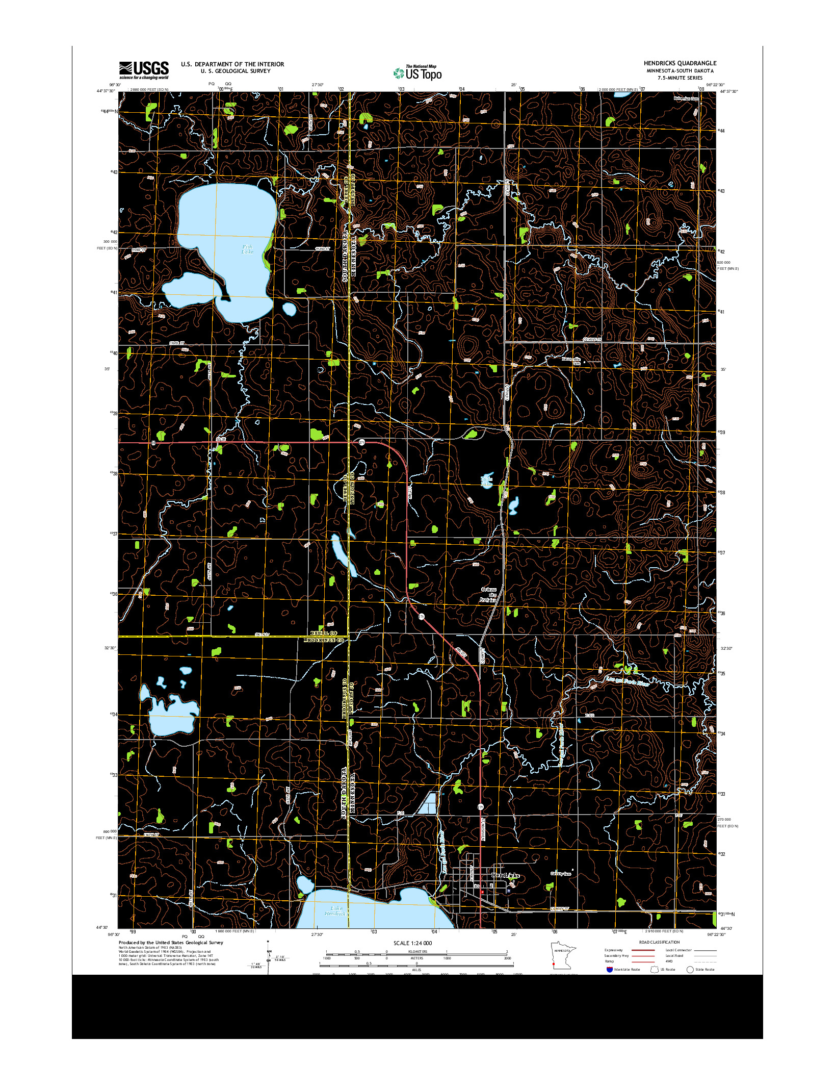 USGS US TOPO 7.5-MINUTE MAP FOR HENDRICKS, MN-SD 2013