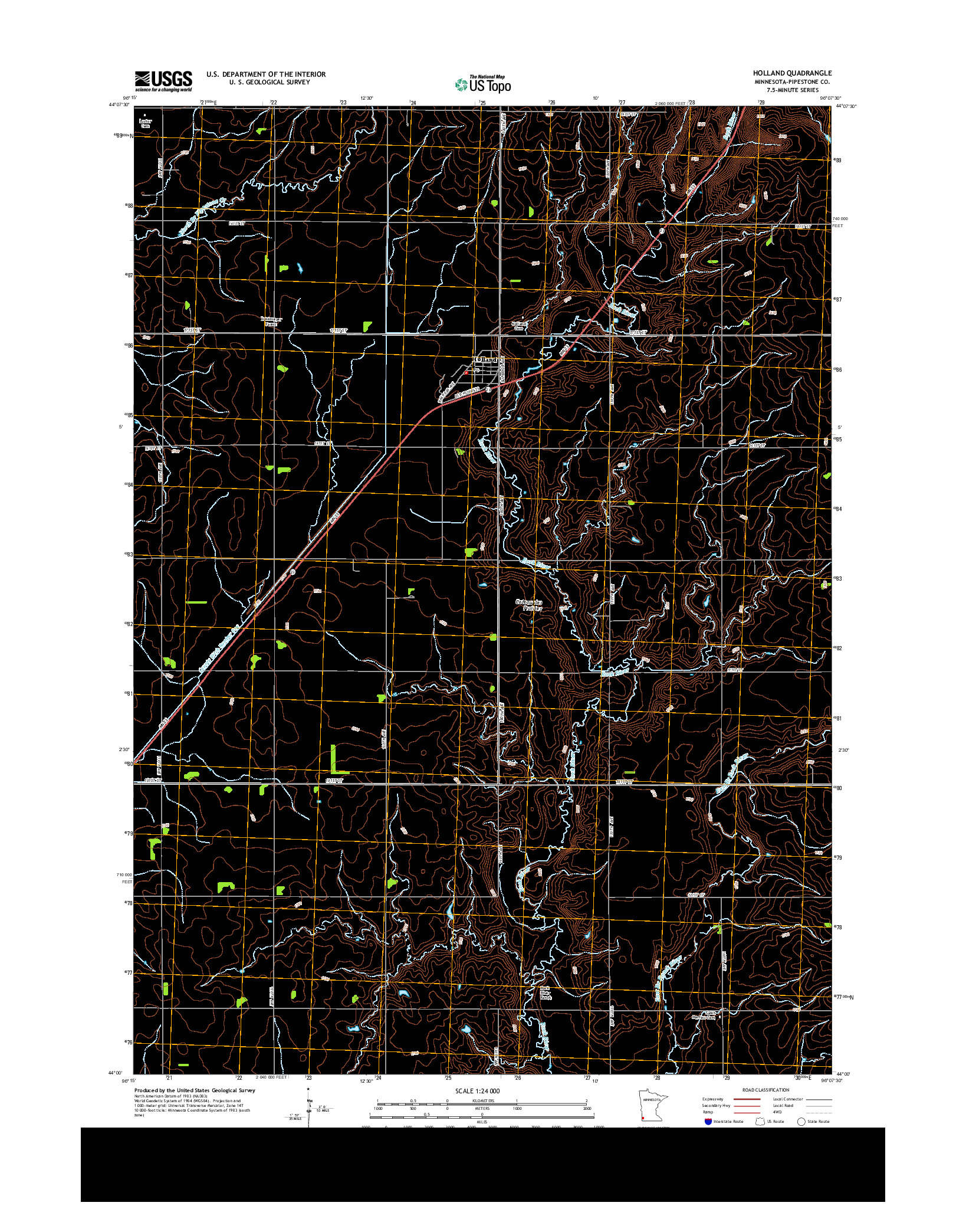 USGS US TOPO 7.5-MINUTE MAP FOR HOLLAND, MN 2013