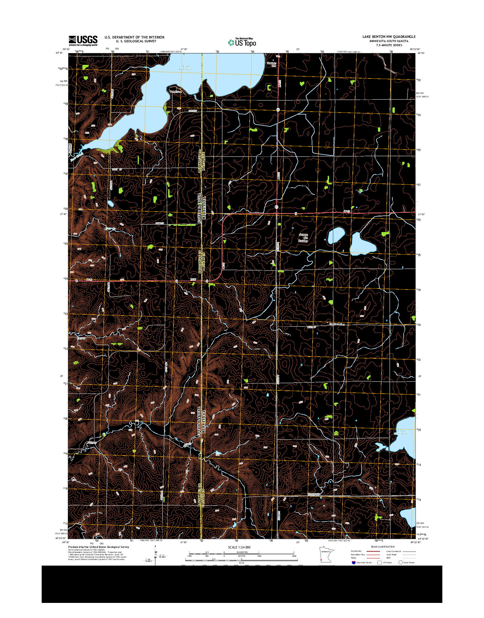 USGS US TOPO 7.5-MINUTE MAP FOR LAKE BENTON NW, MN-SD 2013