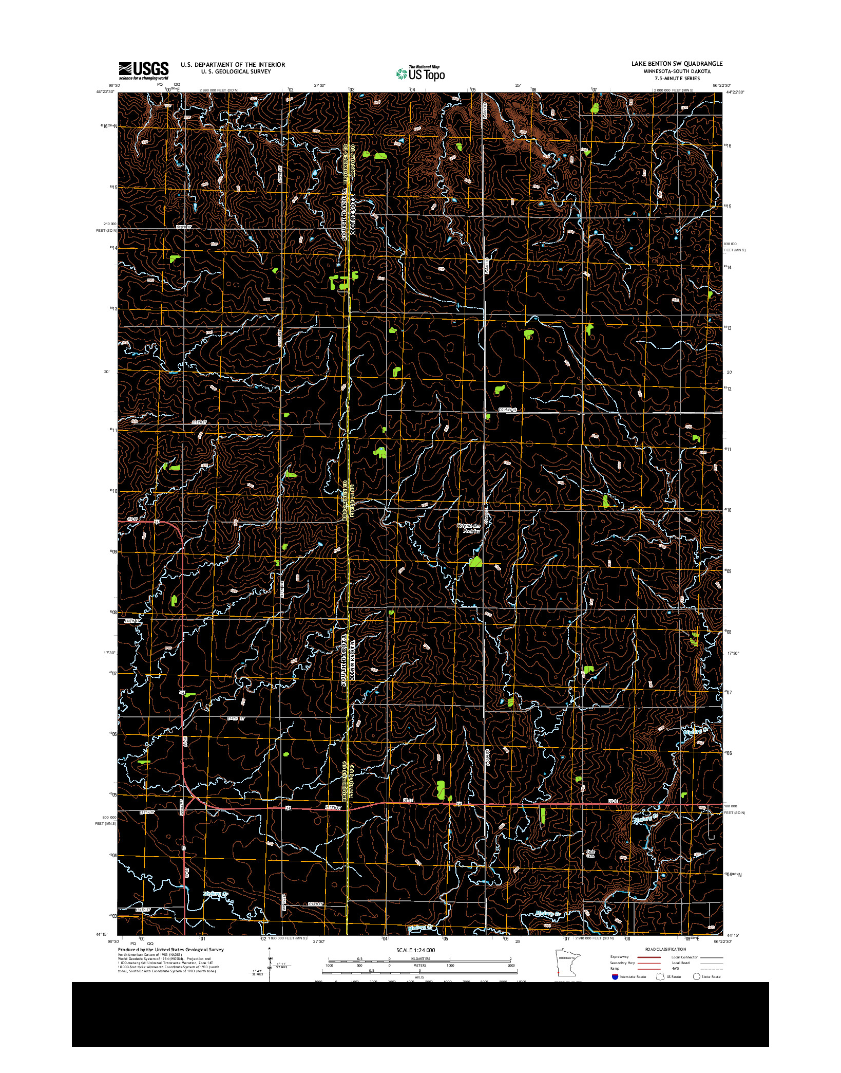 USGS US TOPO 7.5-MINUTE MAP FOR LAKE BENTON SW, MN-SD 2013
