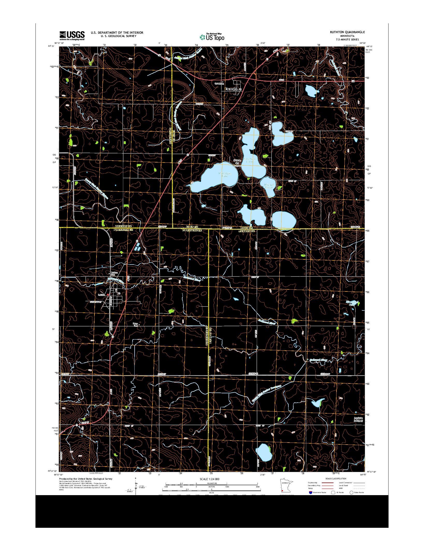USGS US TOPO 7.5-MINUTE MAP FOR RUTHTON, MN 2013