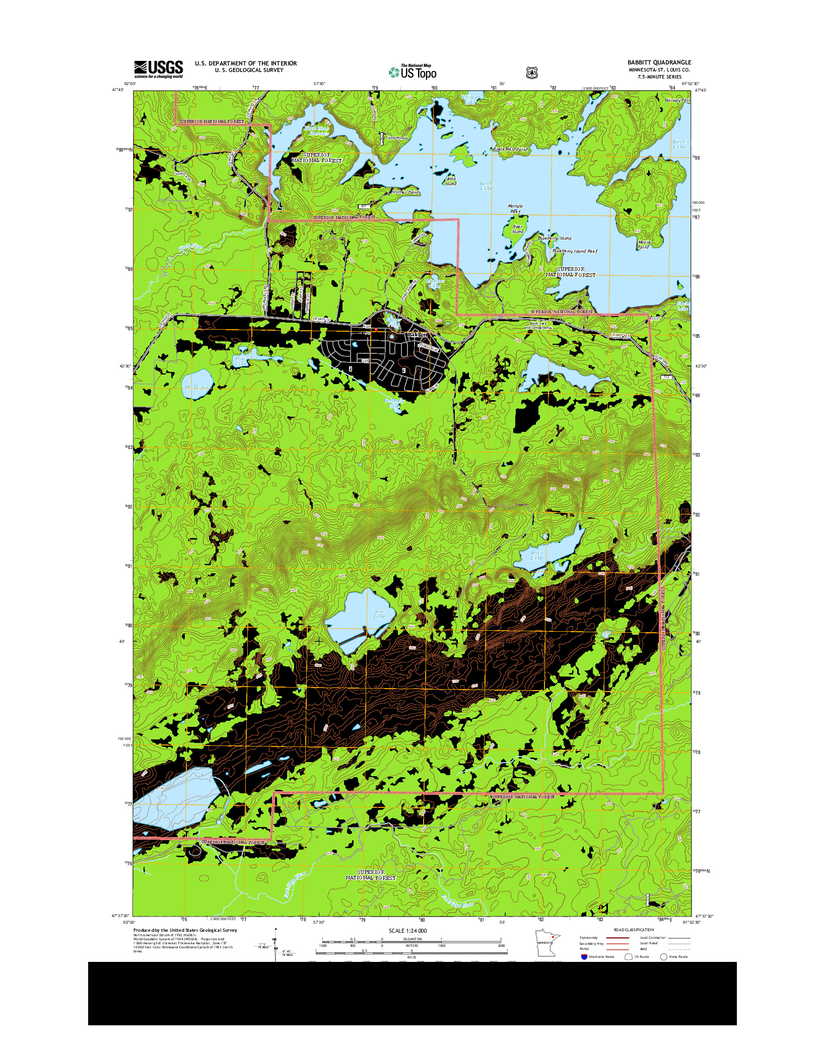 USGS US TOPO 7.5-MINUTE MAP FOR BABBITT, MN 2013