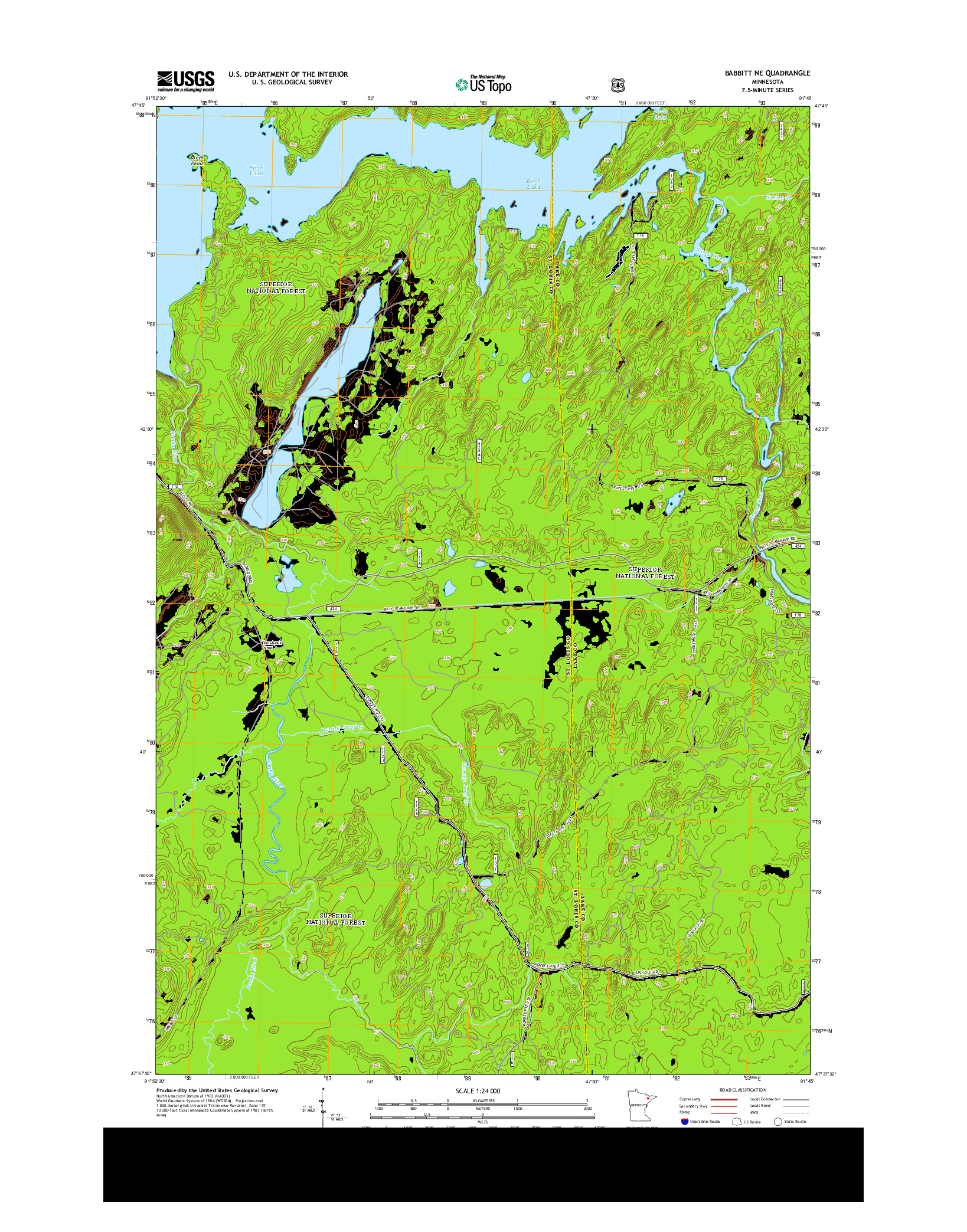 USGS US TOPO 7.5-MINUTE MAP FOR BABBITT NE, MN 2013