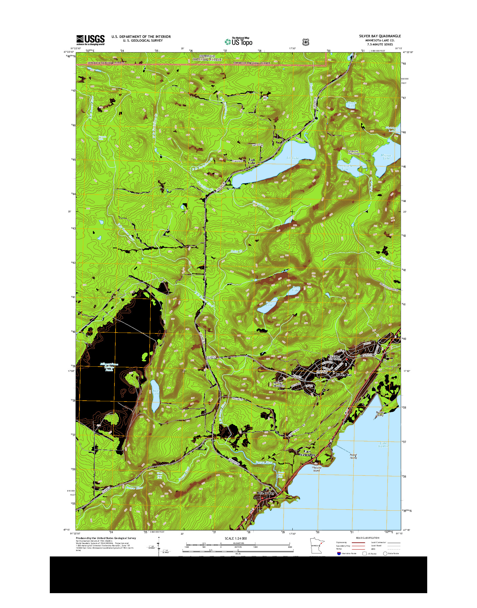 USGS US TOPO 7.5-MINUTE MAP FOR SILVER BAY, MN 2013
