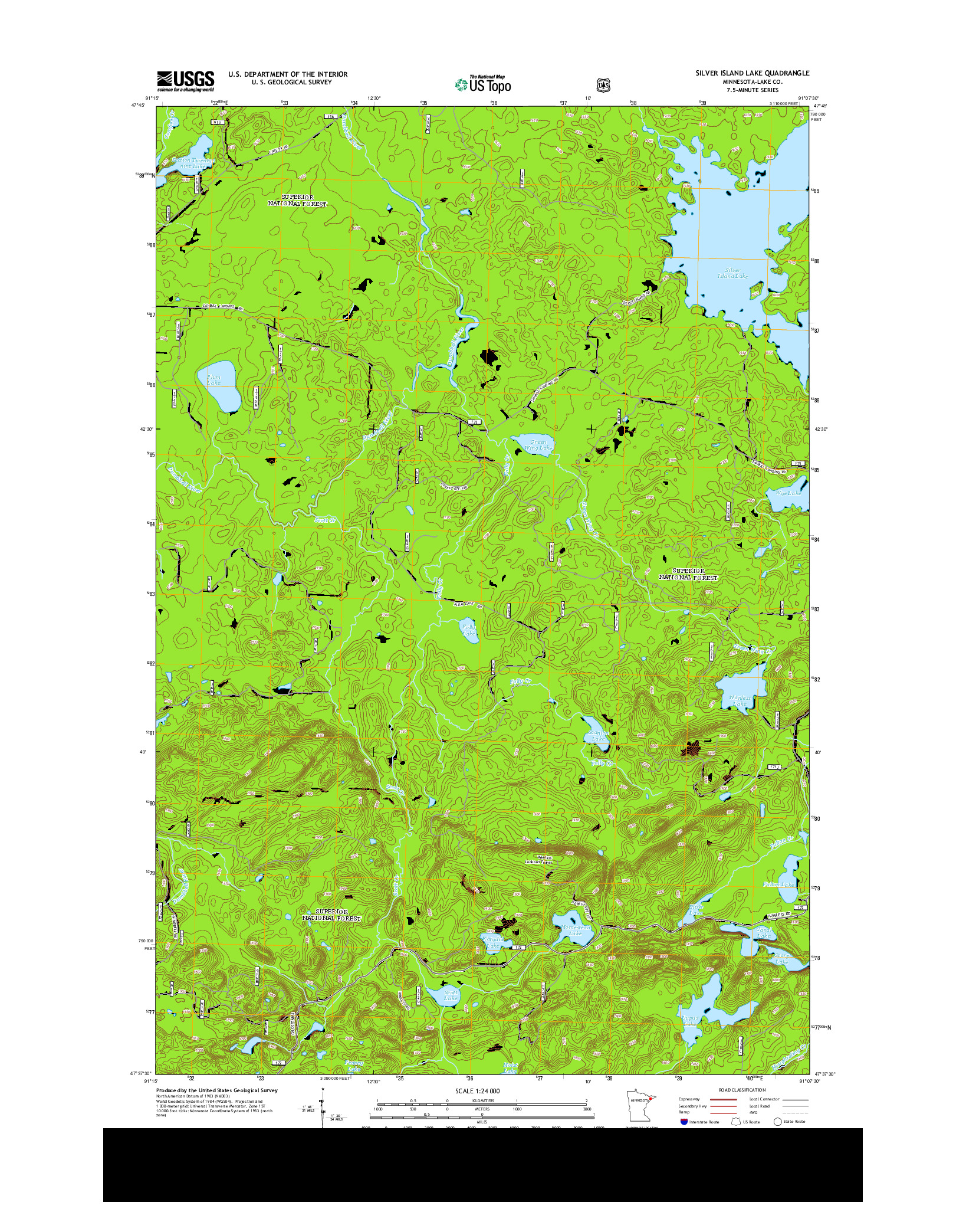 USGS US TOPO 7.5-MINUTE MAP FOR SILVER ISLAND LAKE, MN 2013