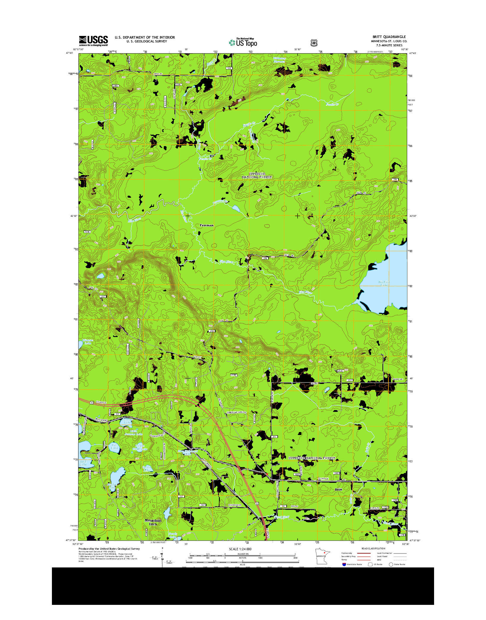 USGS US TOPO 7.5-MINUTE MAP FOR BRITT, MN 2013