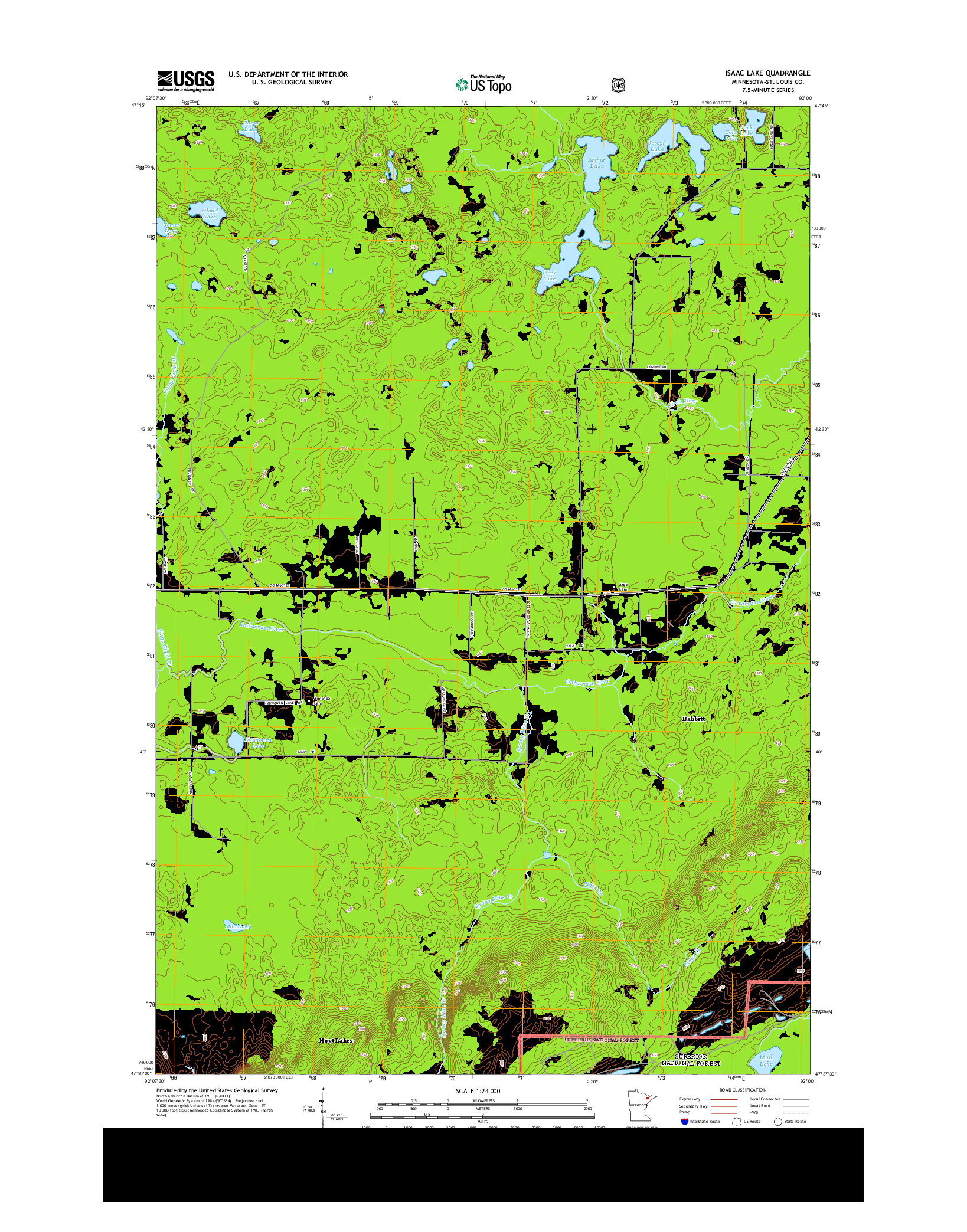 USGS US TOPO 7.5-MINUTE MAP FOR ISAAC LAKE, MN 2013