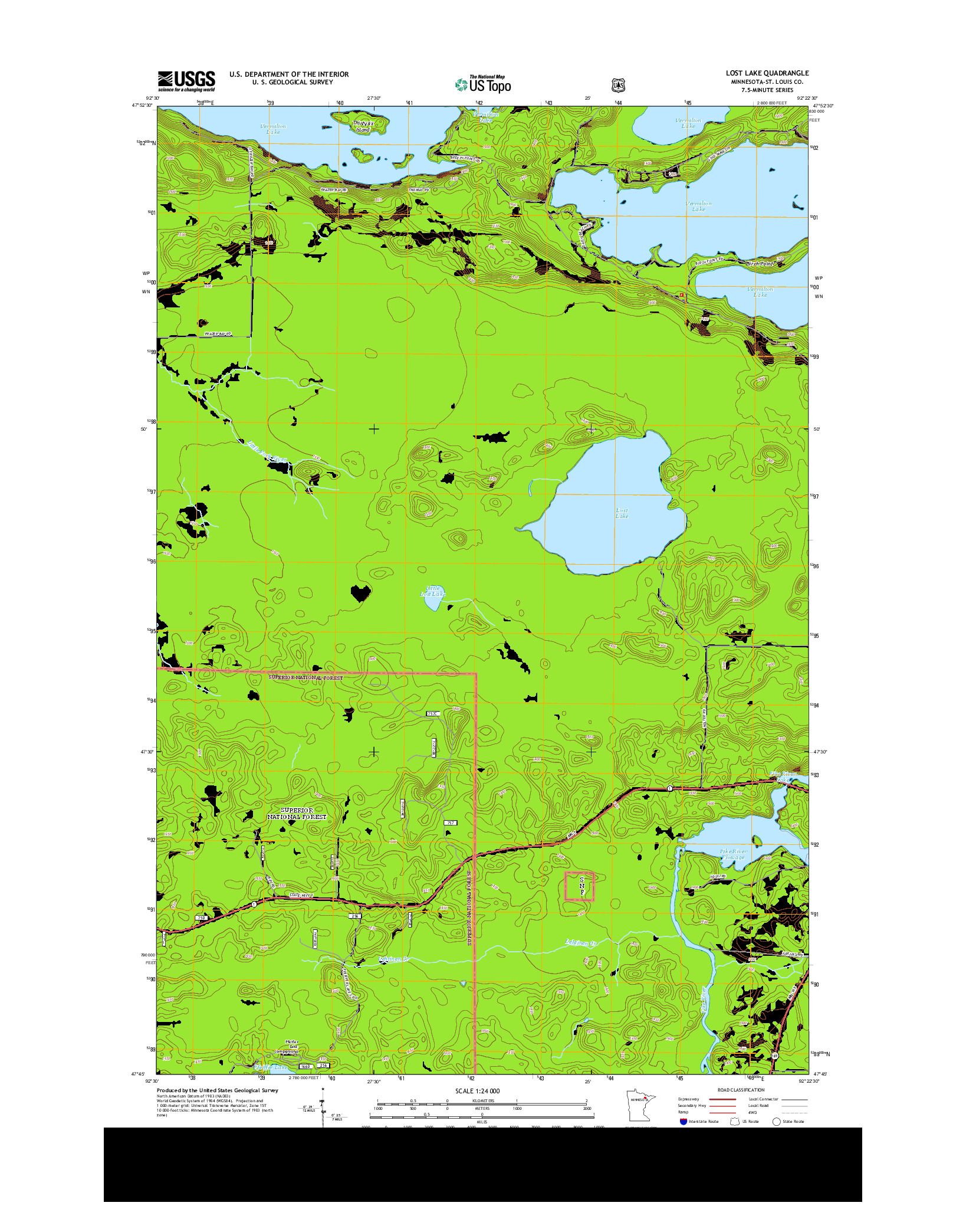 USGS US TOPO 7.5-MINUTE MAP FOR LOST LAKE, MN 2013