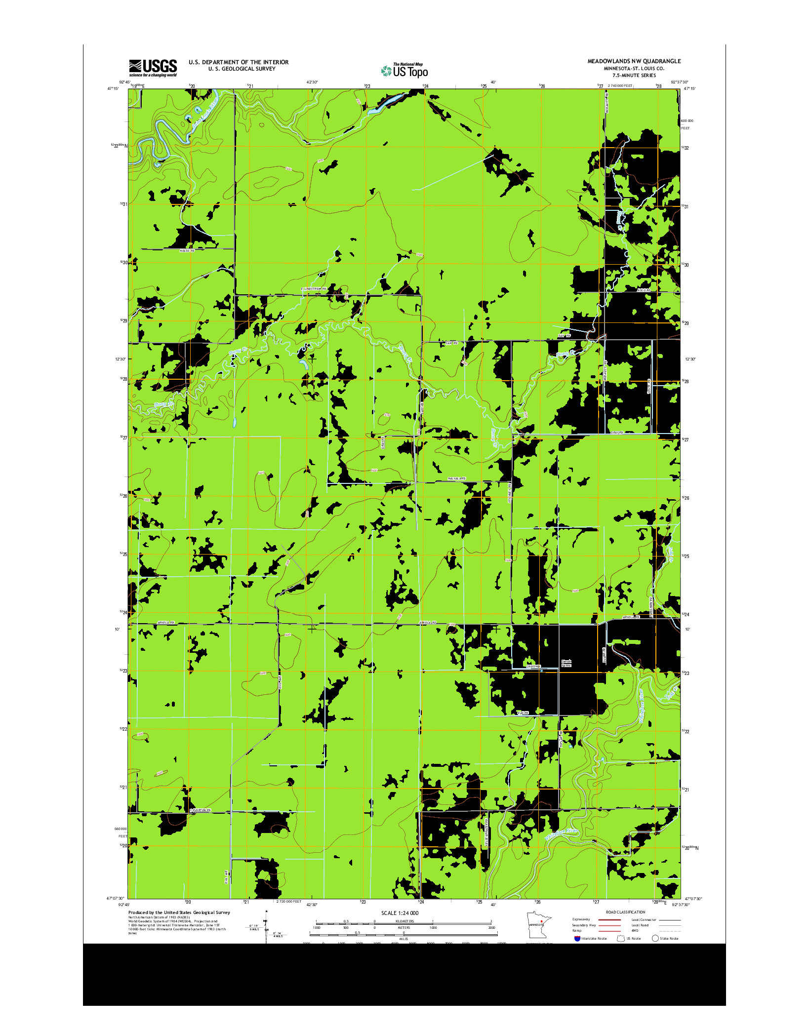 USGS US TOPO 7.5-MINUTE MAP FOR MEADOWLANDS NW, MN 2013