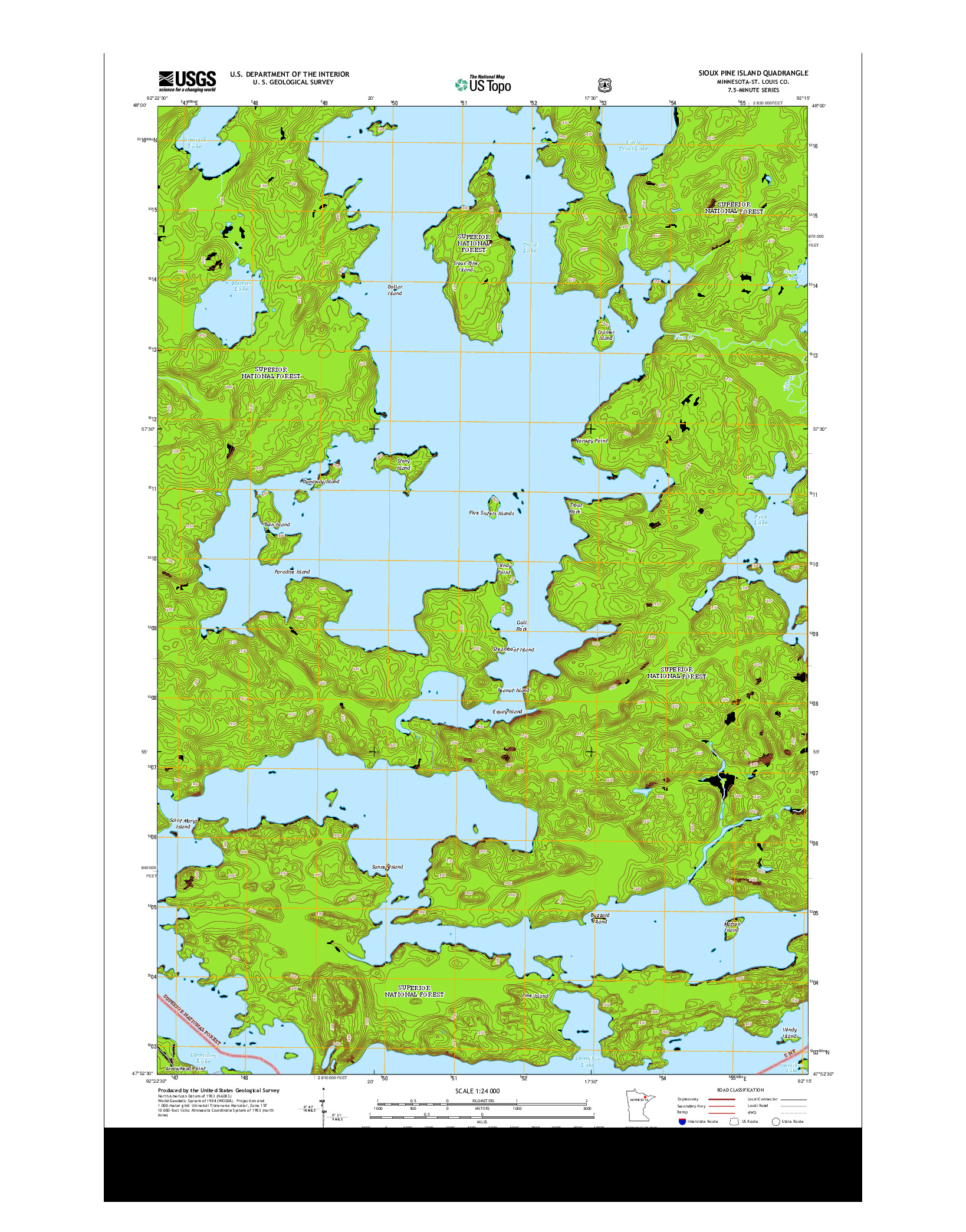 USGS US TOPO 7.5-MINUTE MAP FOR SIOUX PINE ISLAND, MN 2013