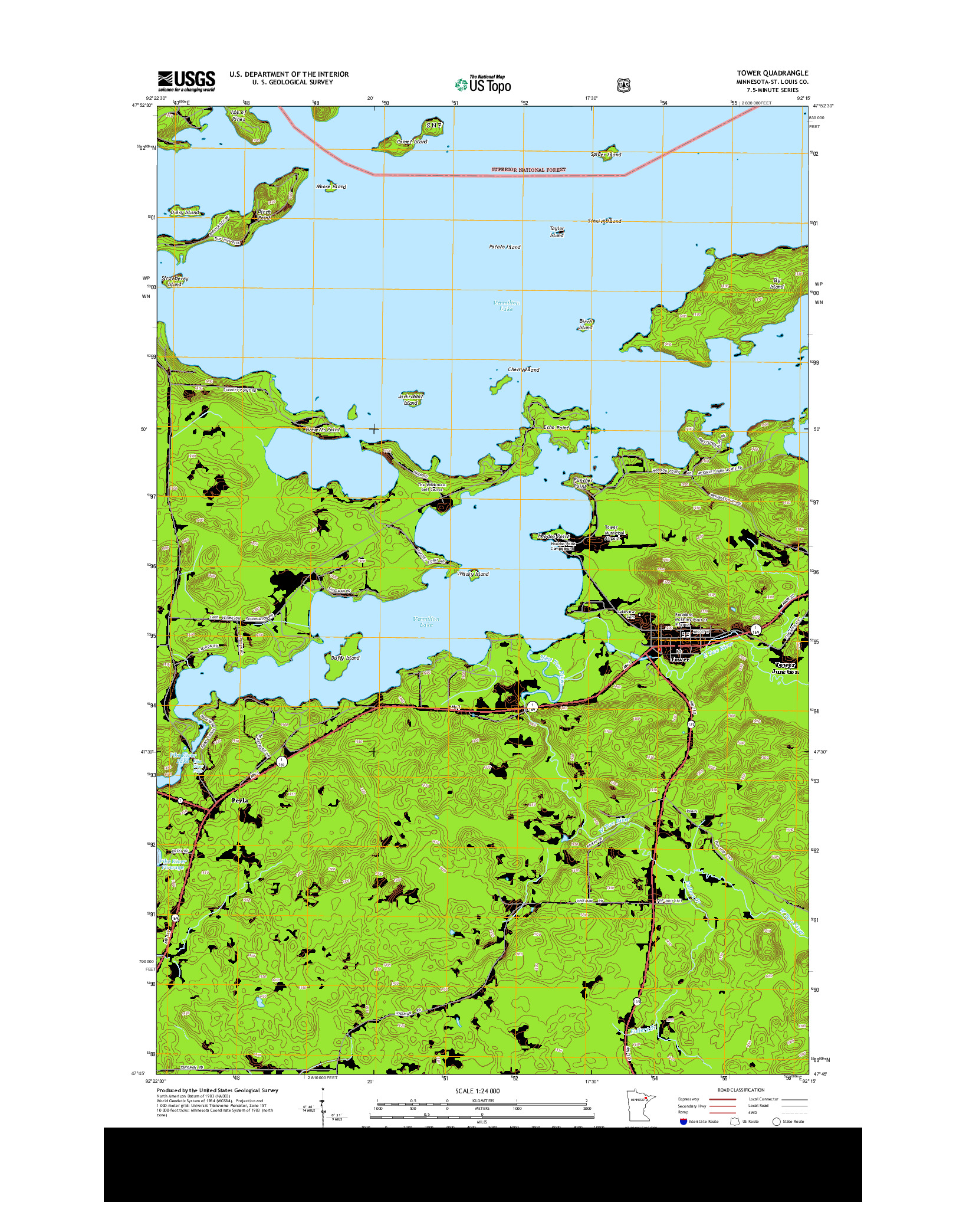 USGS US TOPO 7.5-MINUTE MAP FOR TOWER, MN 2013