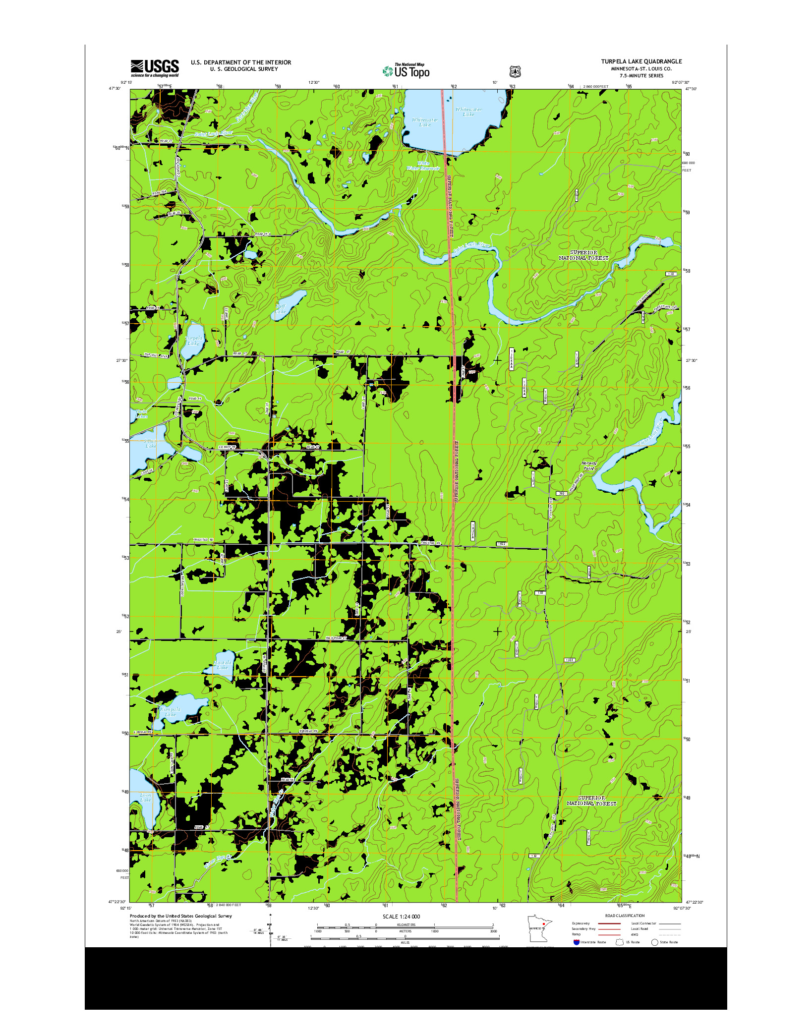 USGS US TOPO 7.5-MINUTE MAP FOR TURPELA LAKE, MN 2013