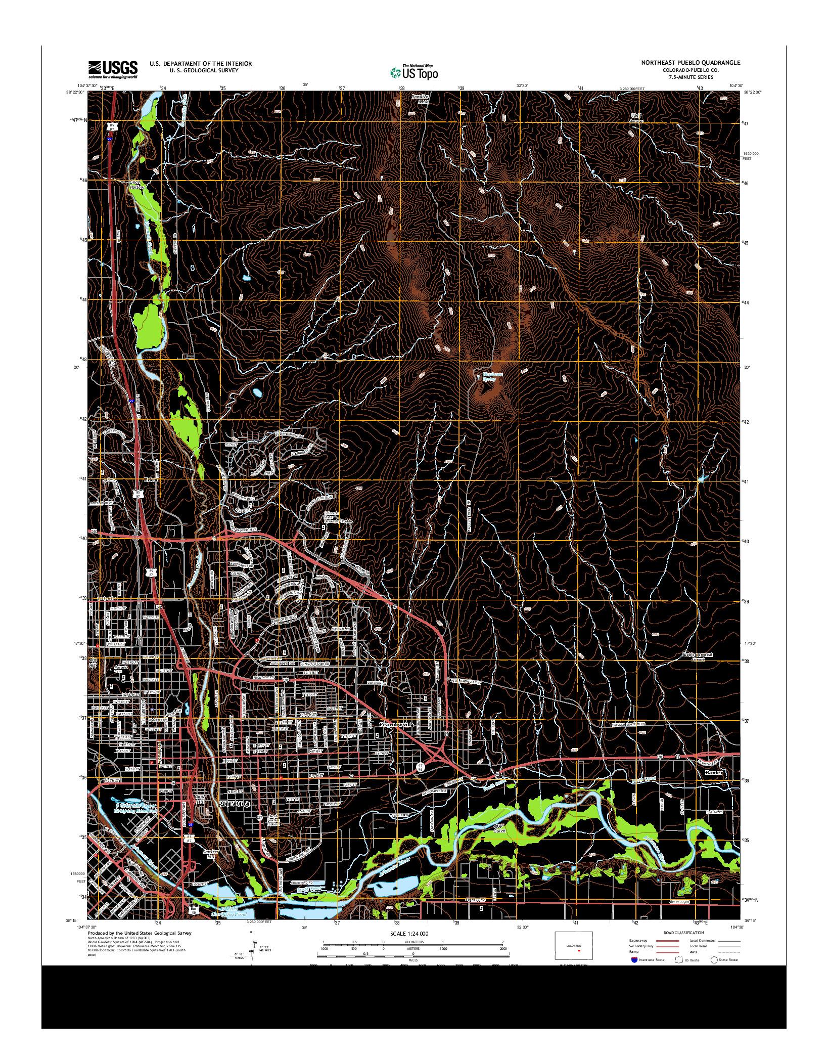 USGS US TOPO 7.5-MINUTE MAP FOR NORTHEAST PUEBLO, CO 2013