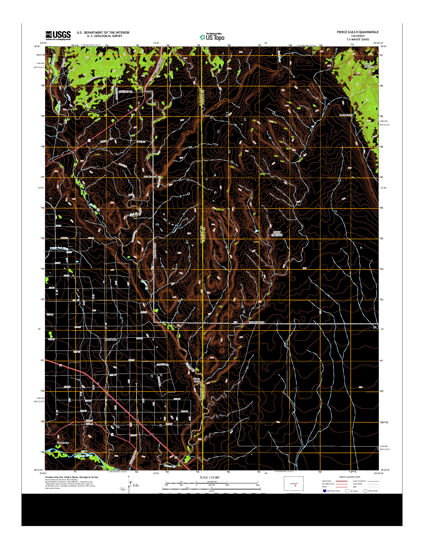 USGS US TOPO 7.5-MINUTE MAP FOR PIERCE GULCH, CO 2013