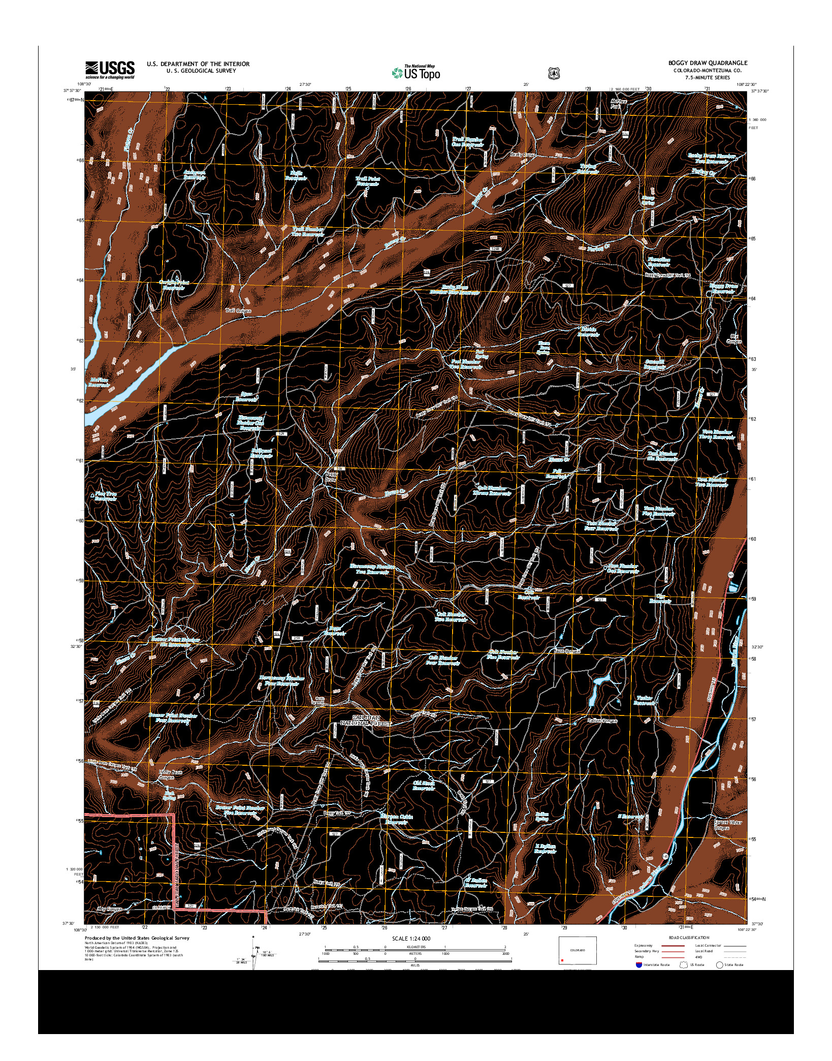 USGS US TOPO 7.5-MINUTE MAP FOR BOGGY DRAW, CO 2013