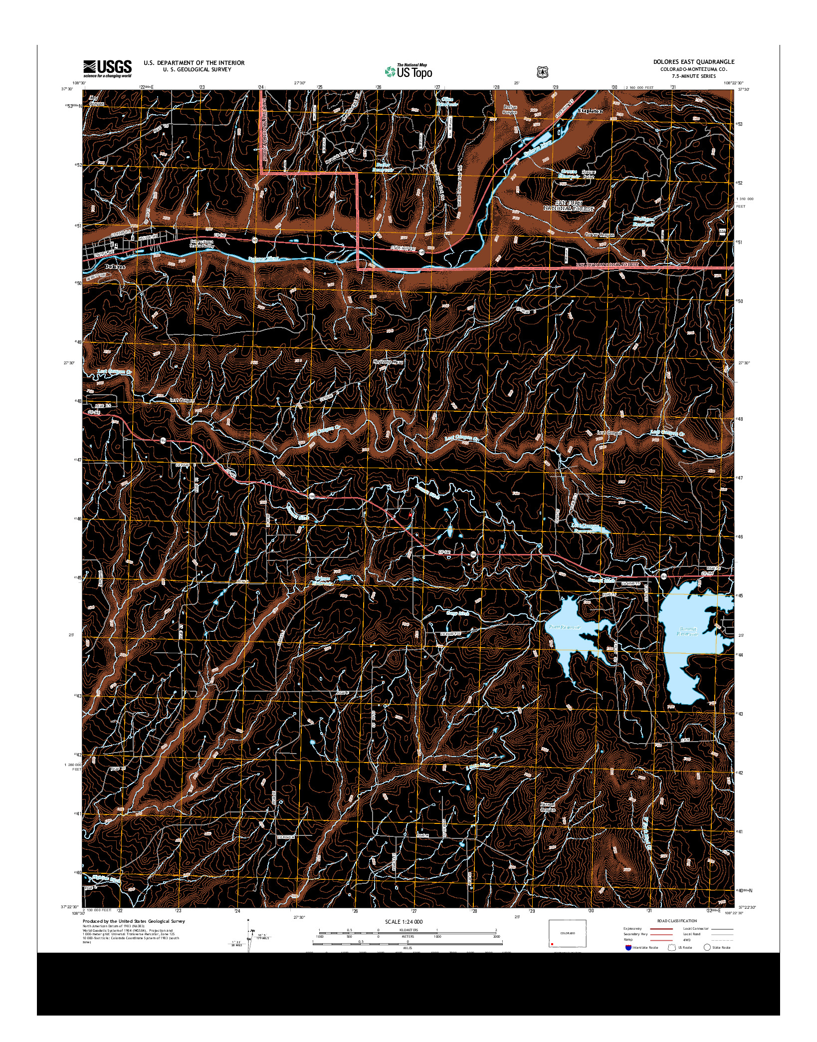 USGS US TOPO 7.5-MINUTE MAP FOR DOLORES EAST, CO 2013