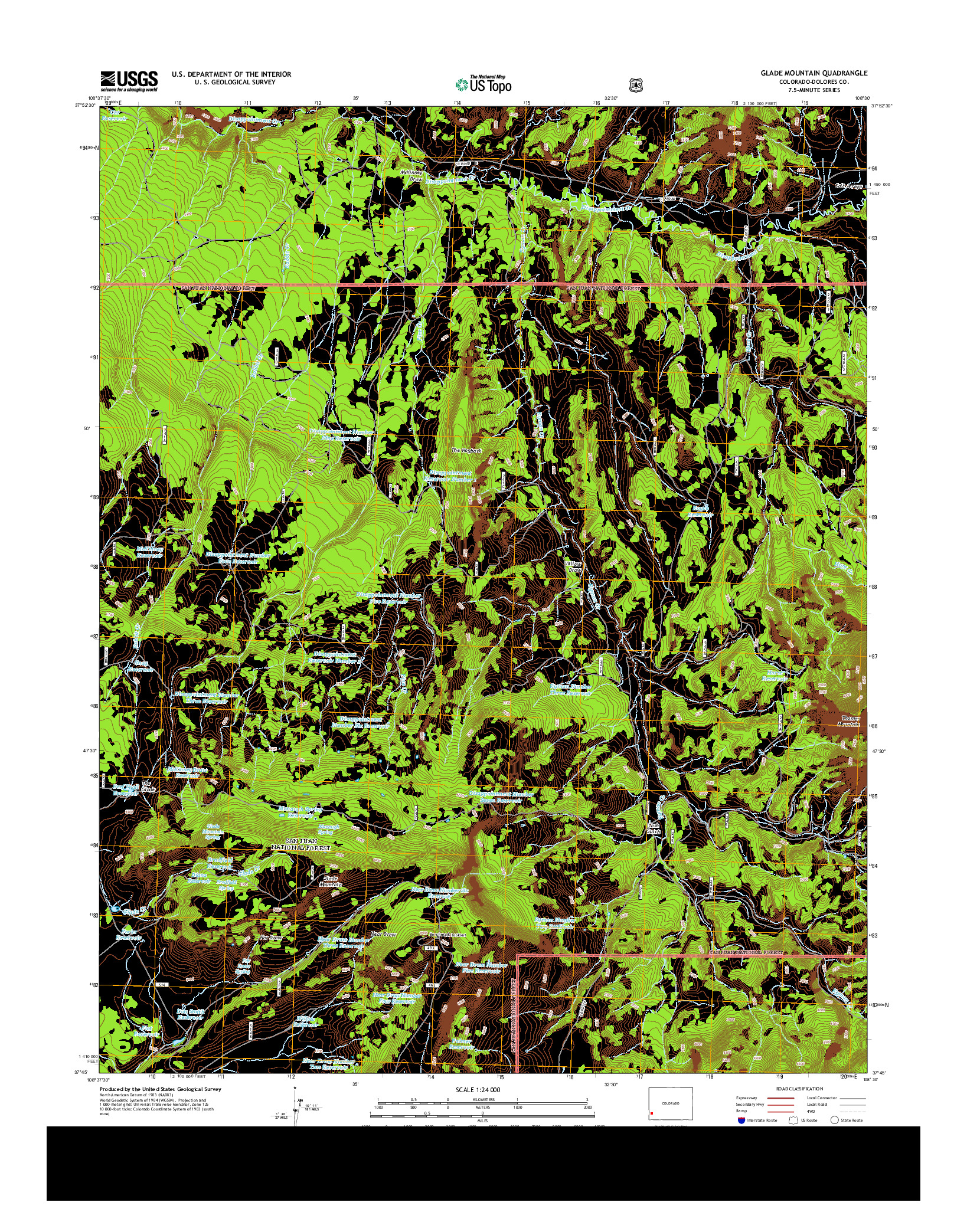 USGS US TOPO 7.5-MINUTE MAP FOR GLADE MOUNTAIN, CO 2013