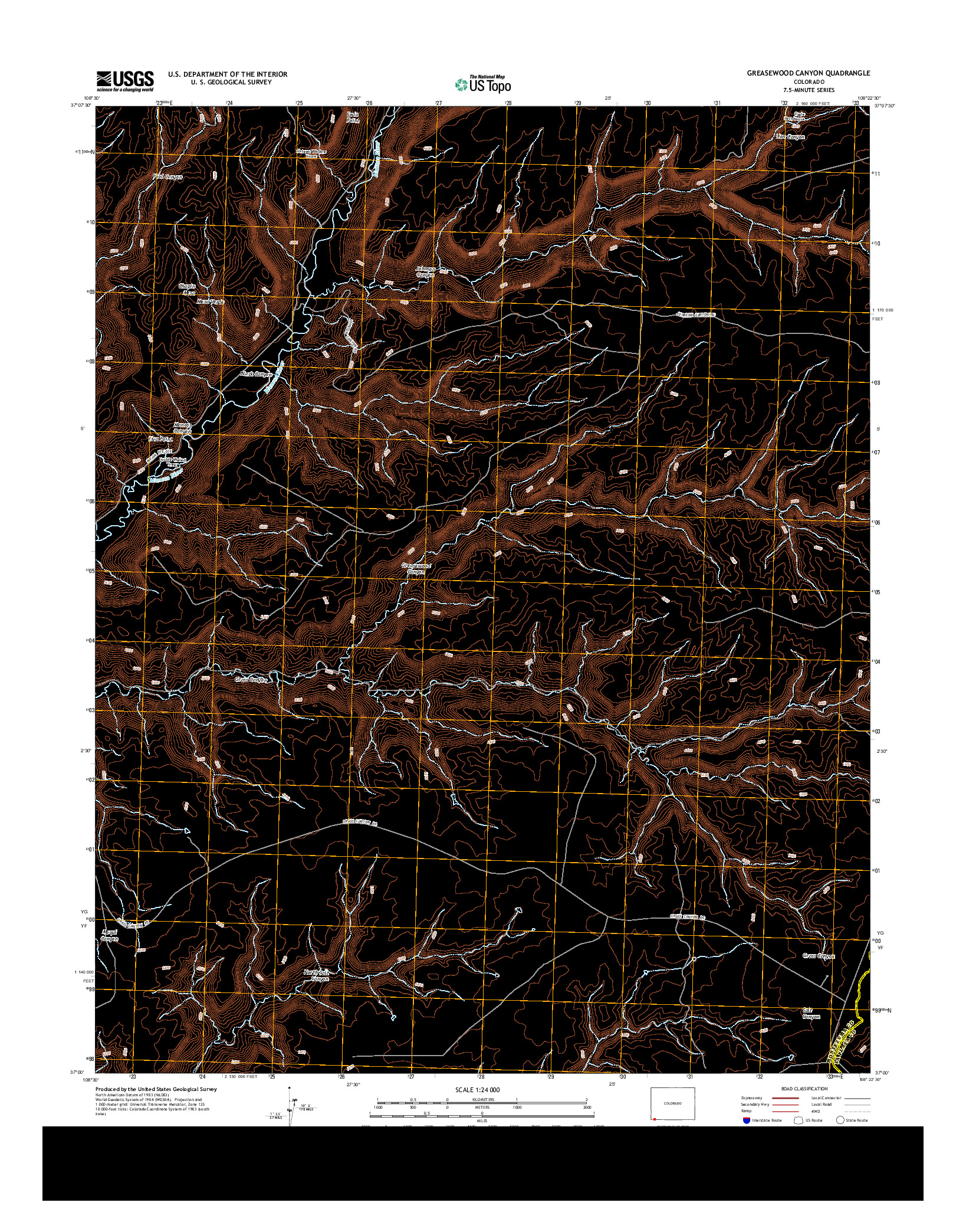 USGS US TOPO 7.5-MINUTE MAP FOR GREASEWOOD CANYON, CO 2013