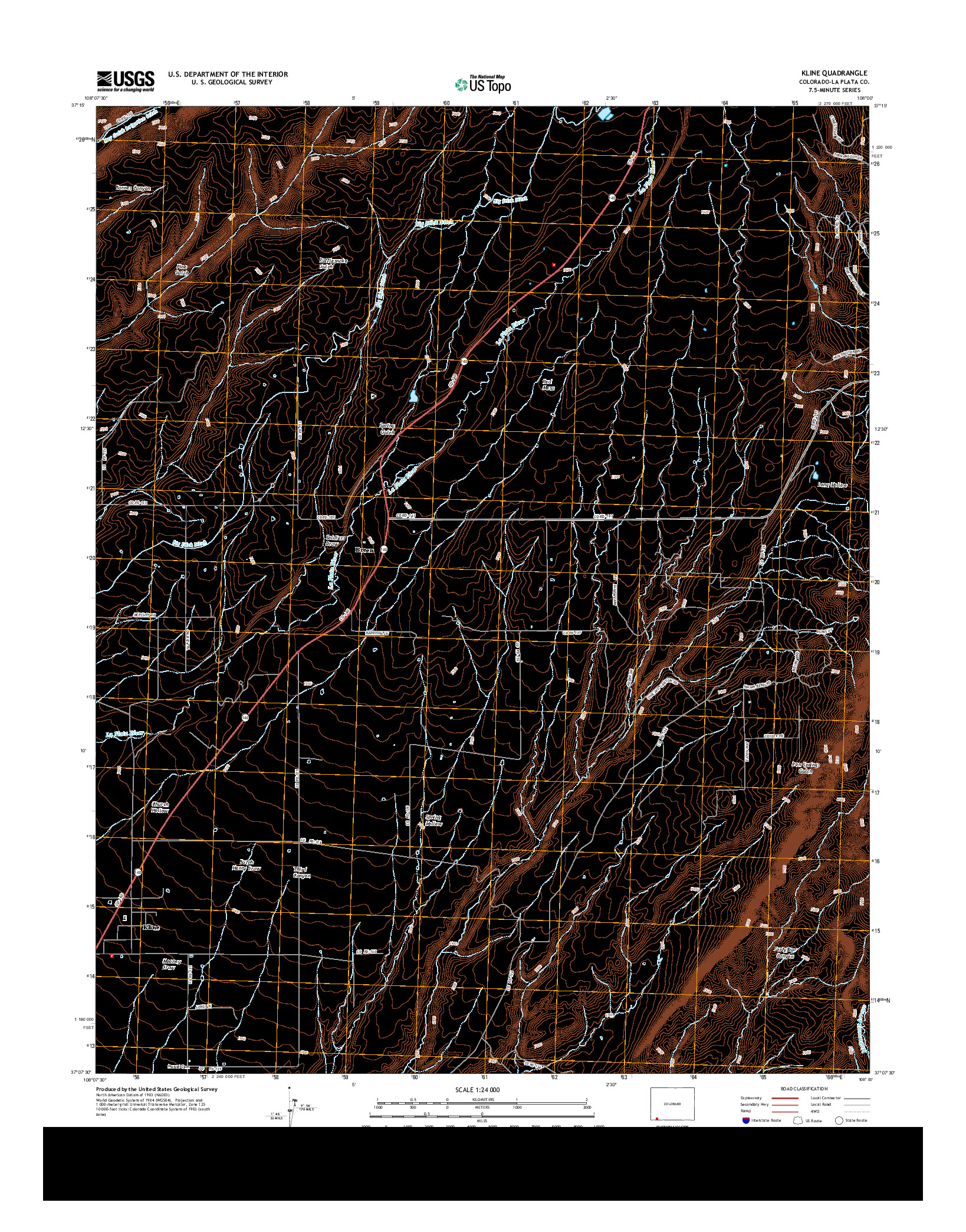 USGS US TOPO 7.5-MINUTE MAP FOR KLINE, CO 2013