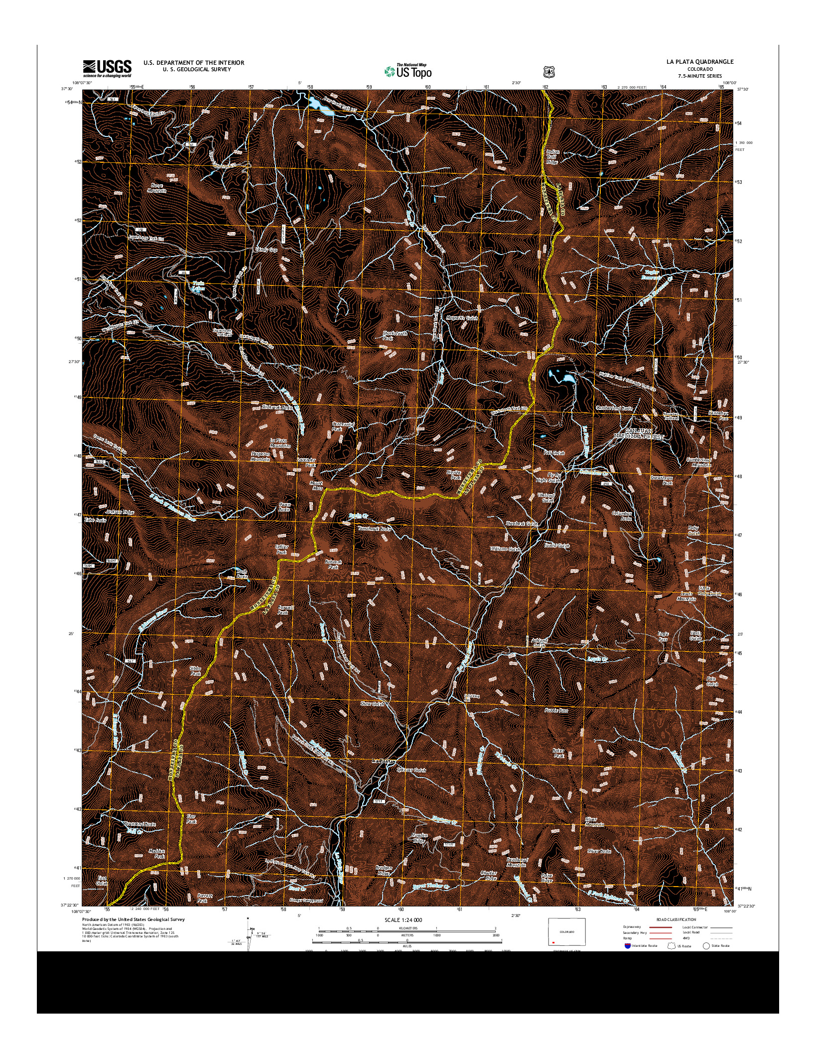 USGS US TOPO 7.5-MINUTE MAP FOR LA PLATA, CO 2013