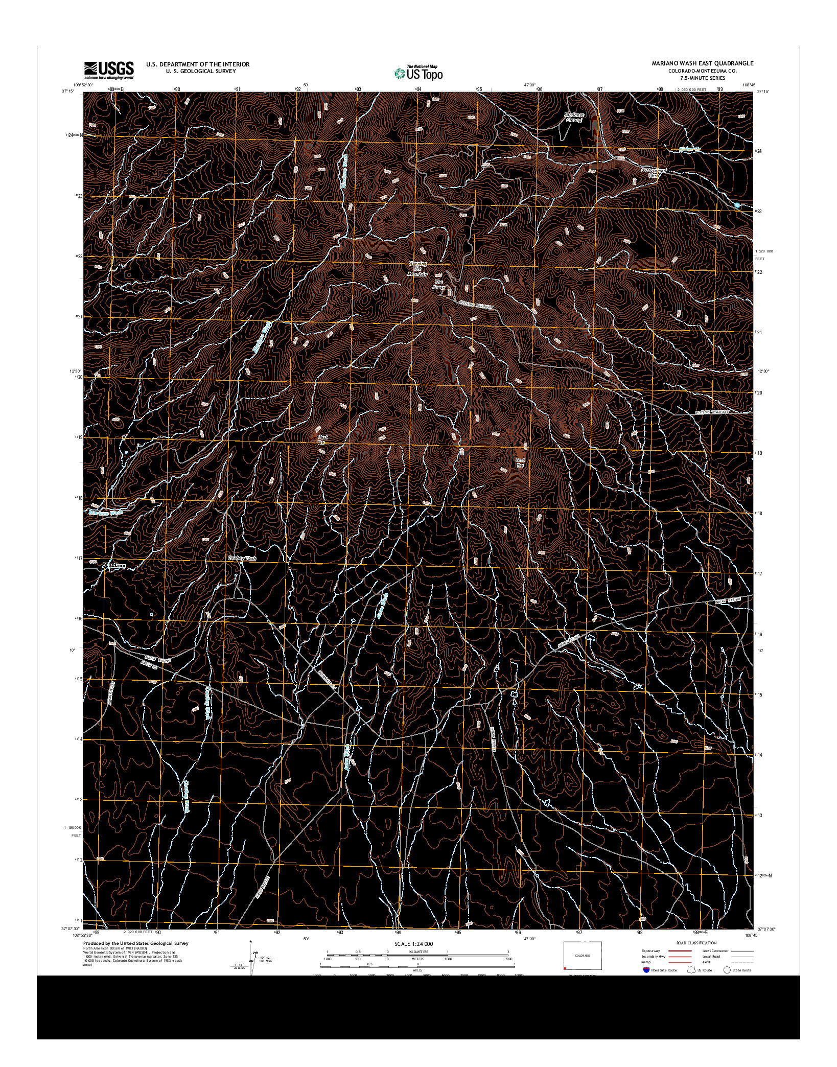 USGS US TOPO 7.5-MINUTE MAP FOR MARIANO WASH EAST, CO 2013