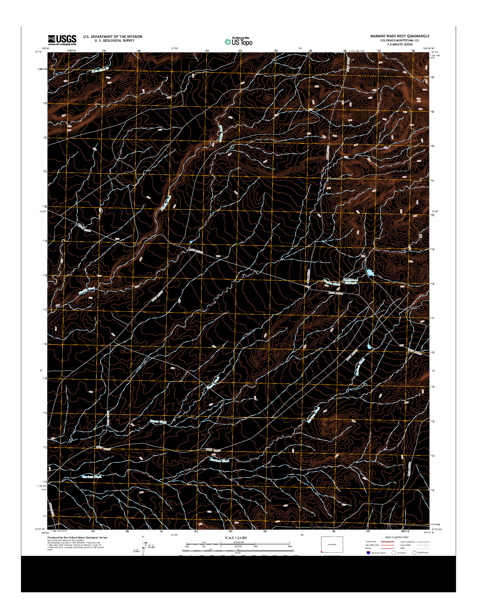 USGS US TOPO 7.5-MINUTE MAP FOR MARIANO WASH WEST, CO 2013