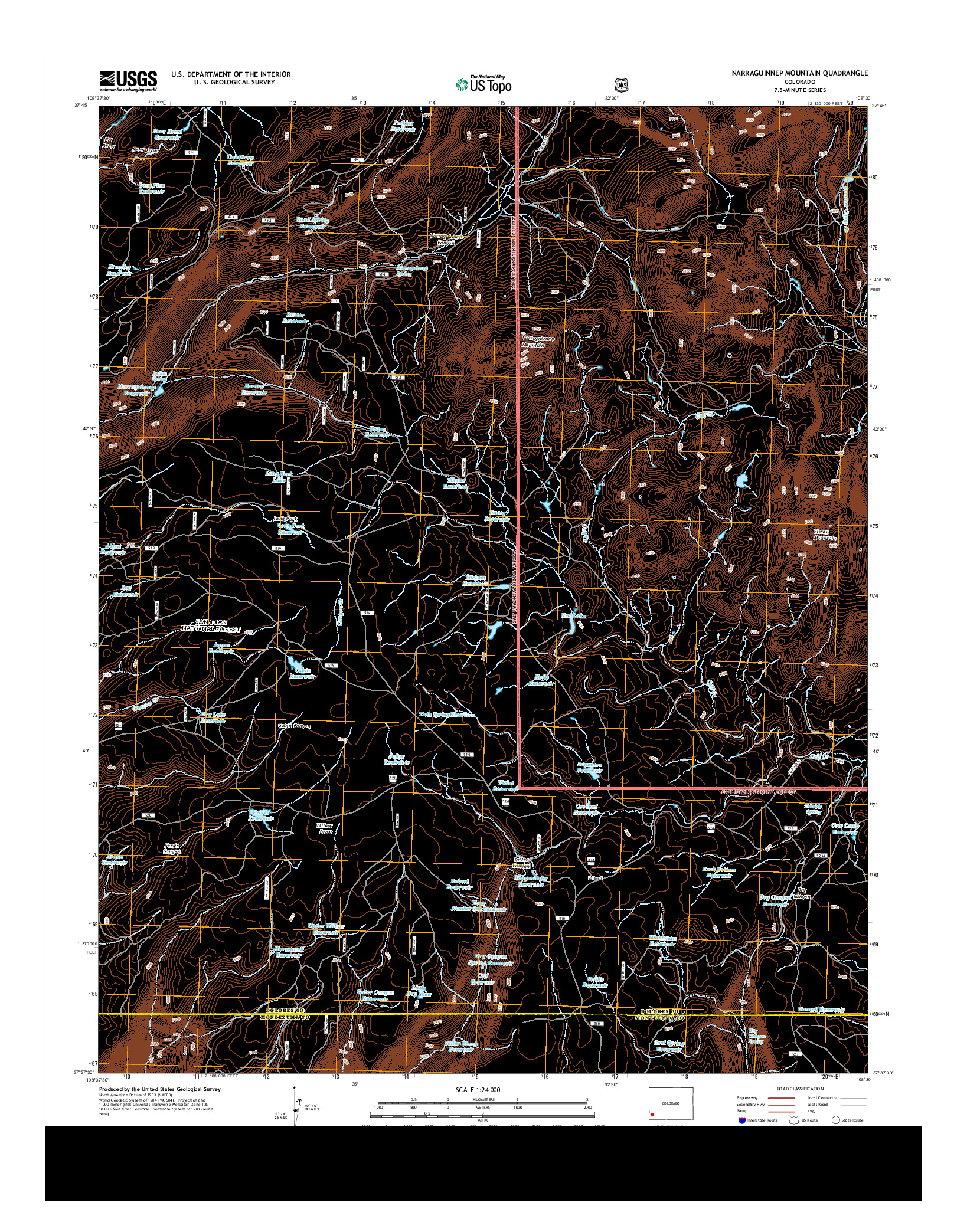 USGS US TOPO 7.5-MINUTE MAP FOR NARRAGUINNEP MOUNTAIN, CO 2013