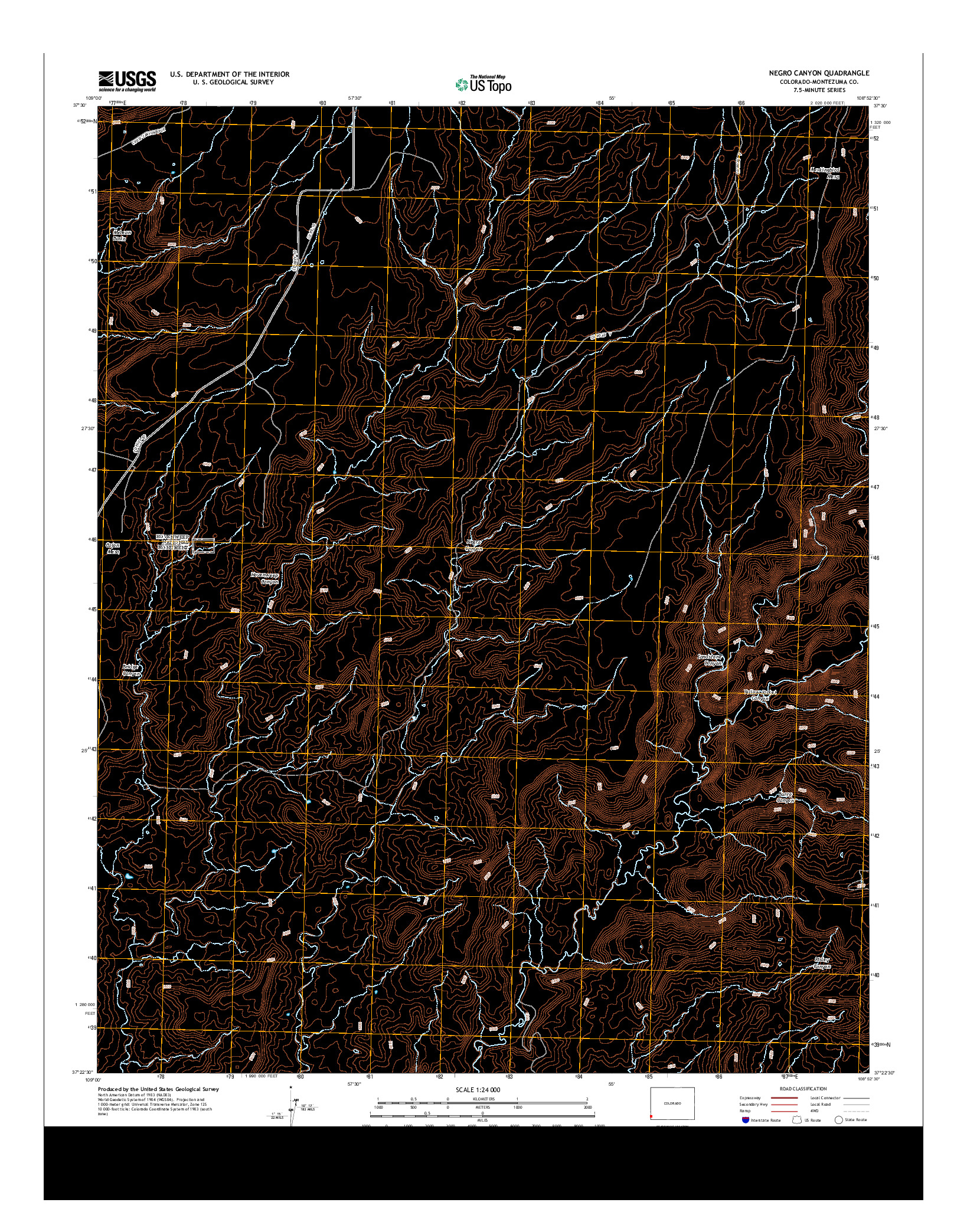 USGS US TOPO 7.5-MINUTE MAP FOR NEGRO CANYON, CO 2013
