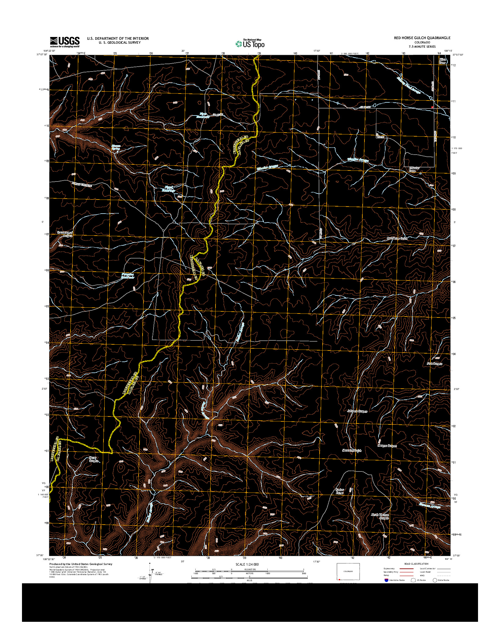 USGS US TOPO 7.5-MINUTE MAP FOR RED HORSE GULCH, CO 2013
