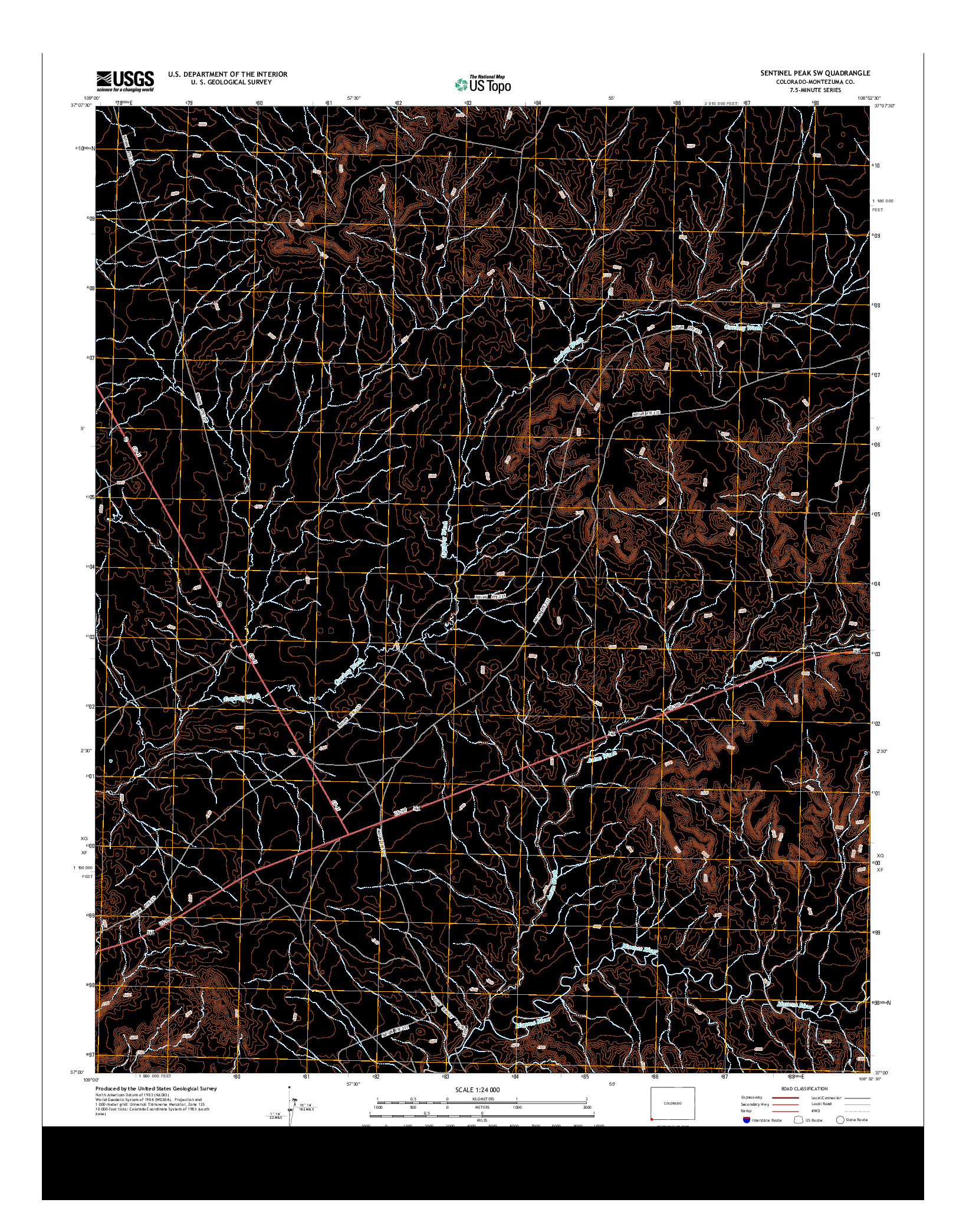 USGS US TOPO 7.5-MINUTE MAP FOR SENTINEL PEAK SW, CO 2013