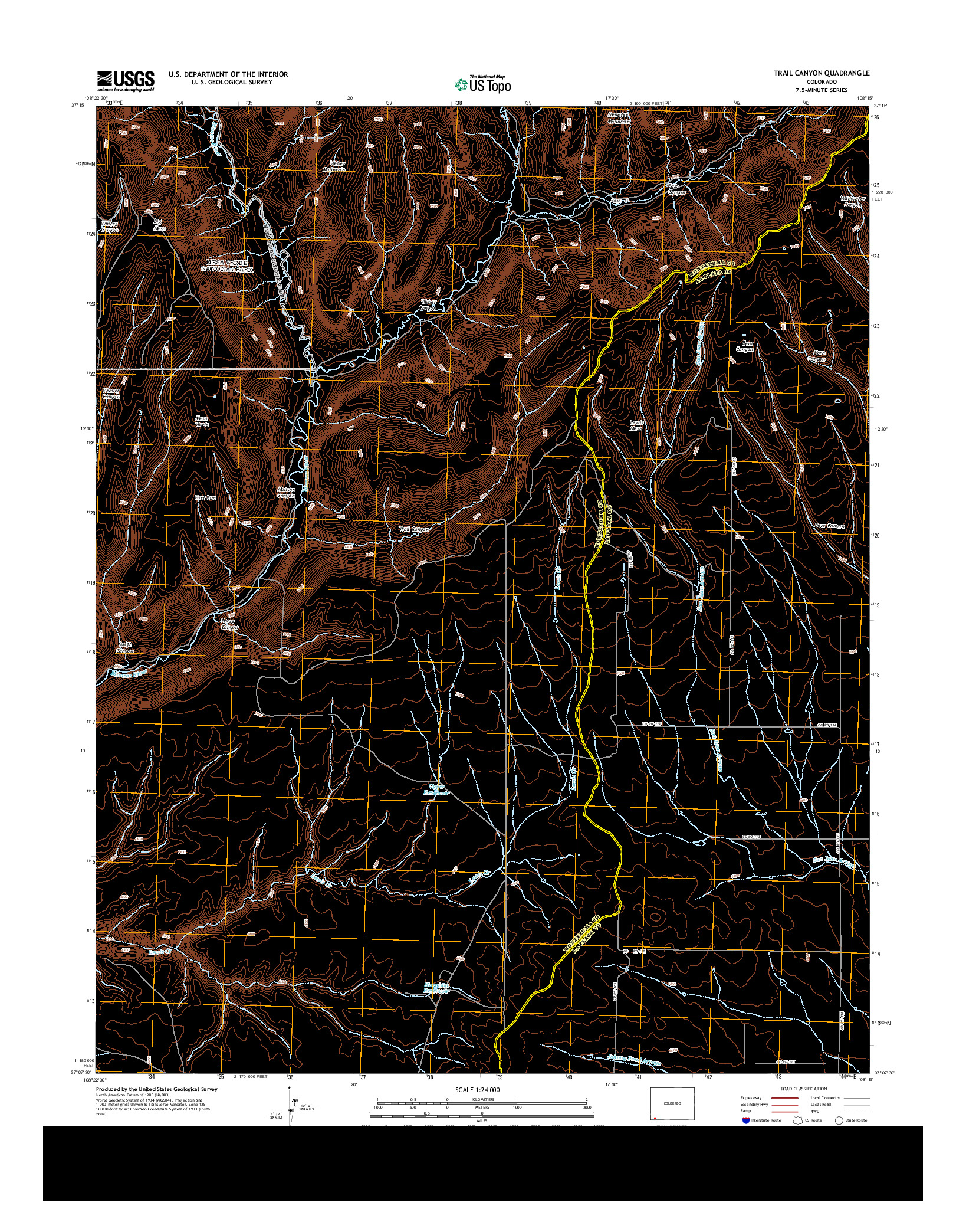 USGS US TOPO 7.5-MINUTE MAP FOR TRAIL CANYON, CO 2013