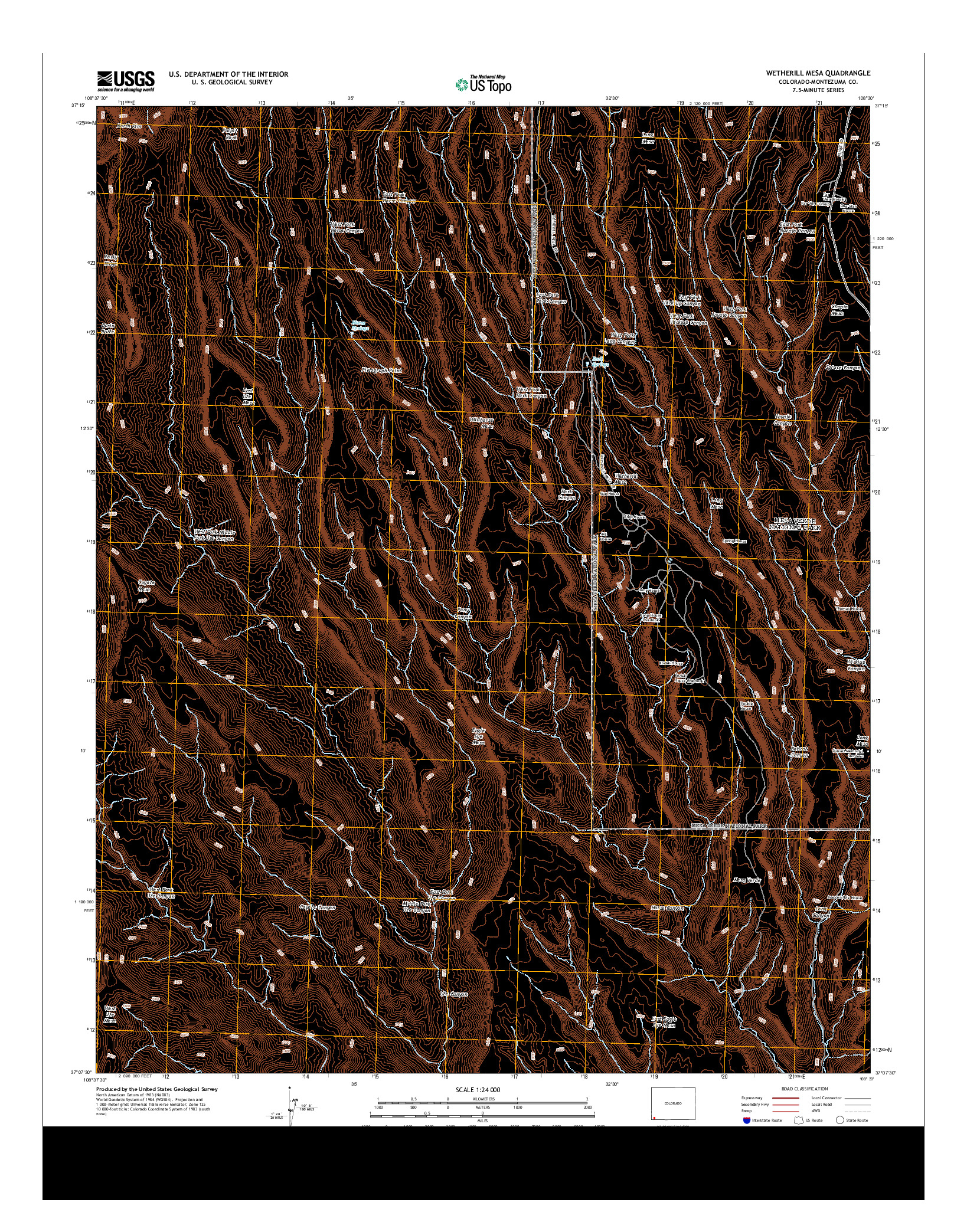 USGS US TOPO 7.5-MINUTE MAP FOR WETHERILL MESA, CO 2013