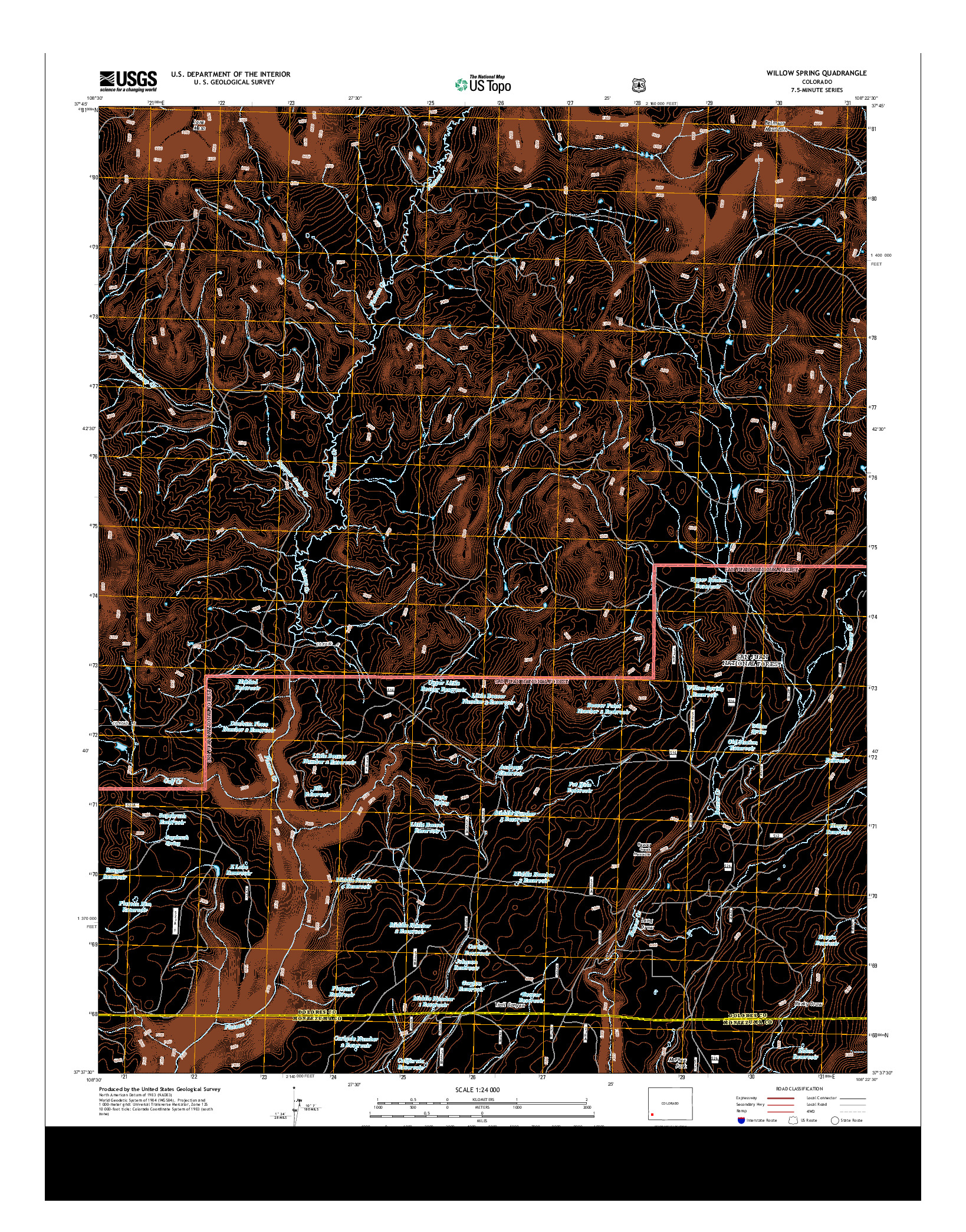 USGS US TOPO 7.5-MINUTE MAP FOR WILLOW SPRING, CO 2013