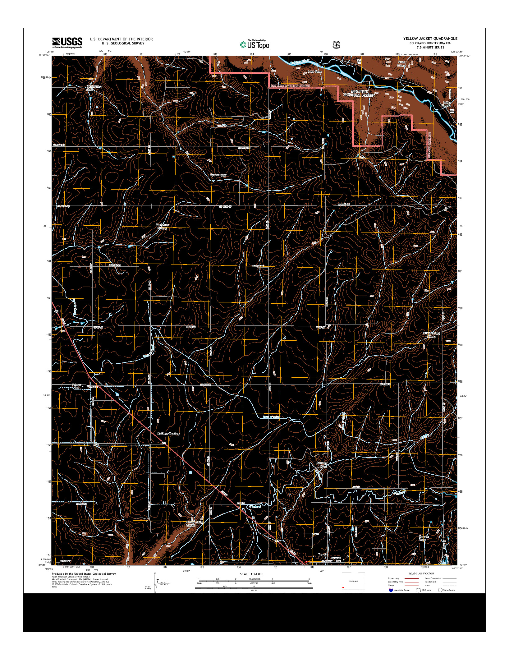USGS US TOPO 7.5-MINUTE MAP FOR YELLOW JACKET, CO 2013