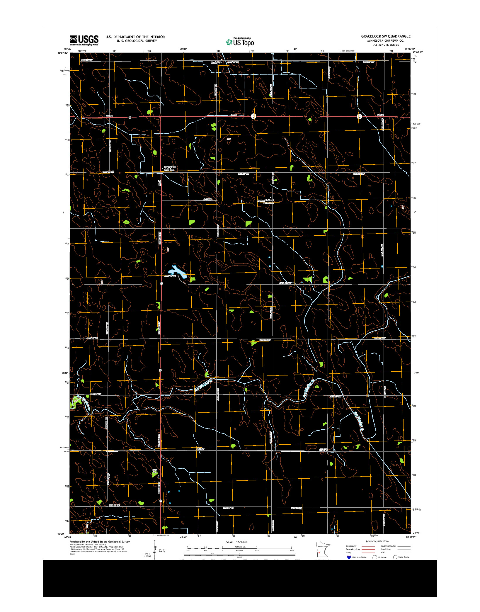 USGS US TOPO 7.5-MINUTE MAP FOR GRACELOCK SW, MN 2013