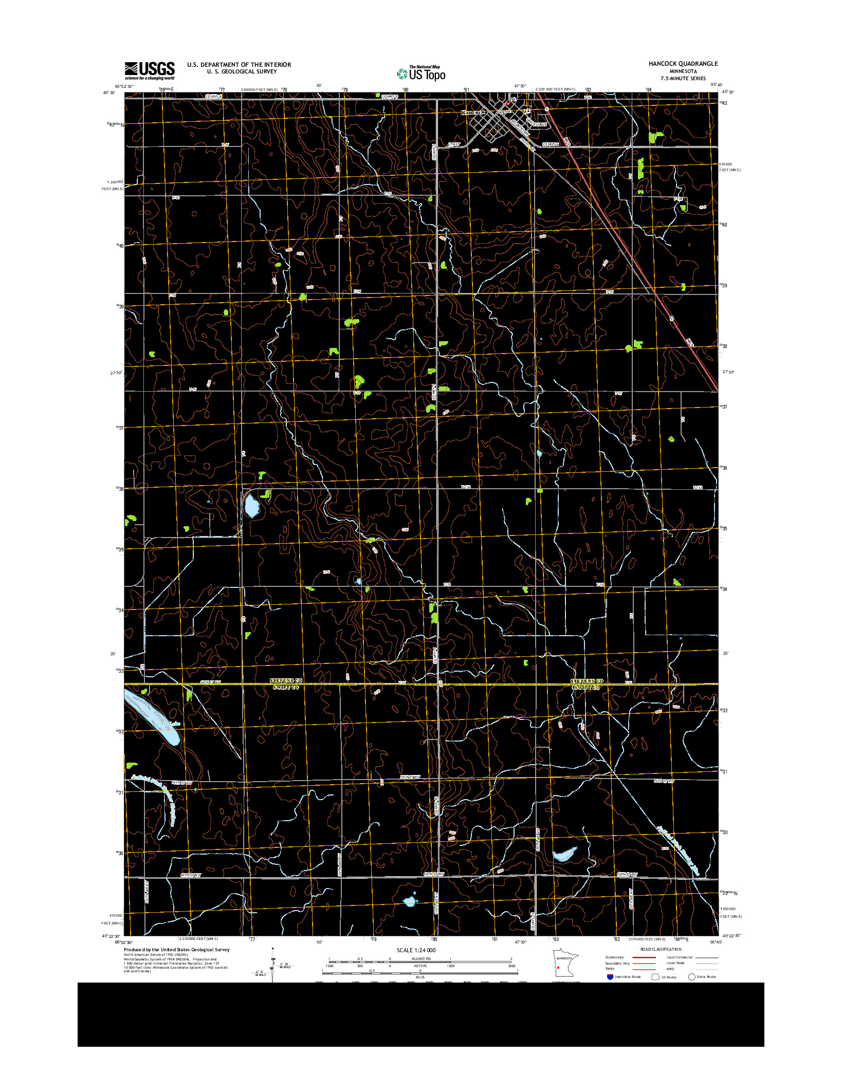 USGS US TOPO 7.5-MINUTE MAP FOR HANCOCK, MN 2013