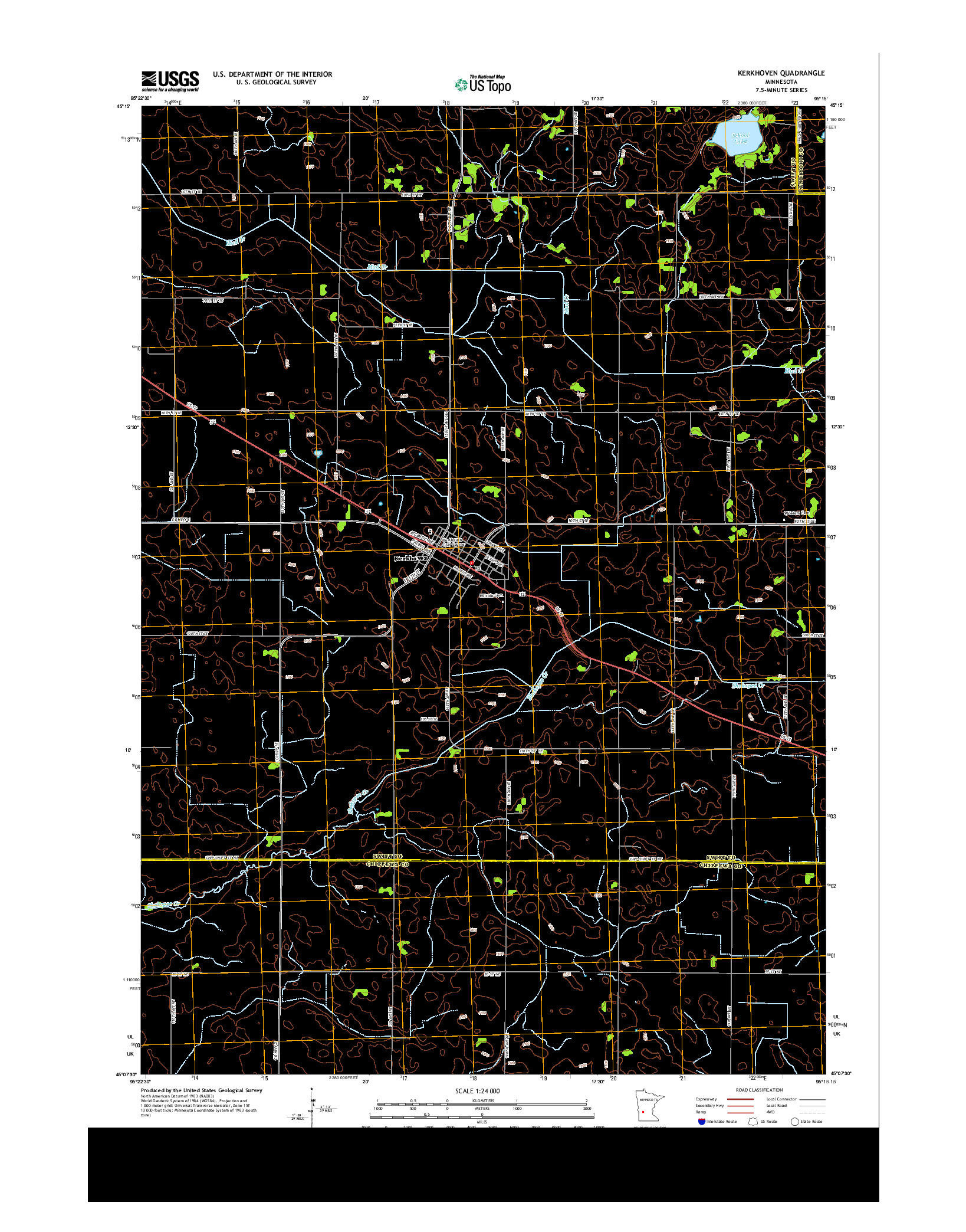 USGS US TOPO 7.5-MINUTE MAP FOR KERKHOVEN, MN 2013
