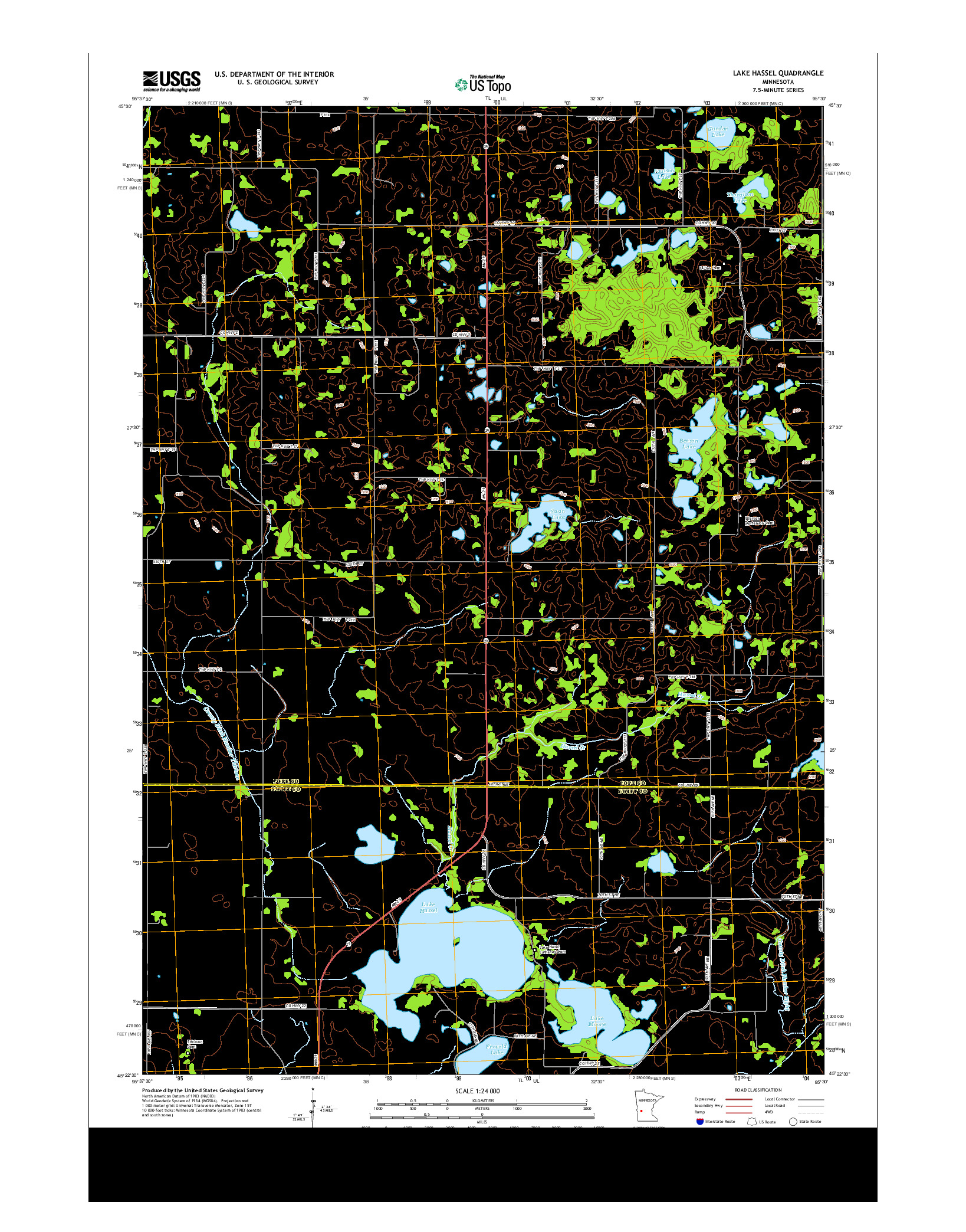 USGS US TOPO 7.5-MINUTE MAP FOR LAKE HASSEL, MN 2013