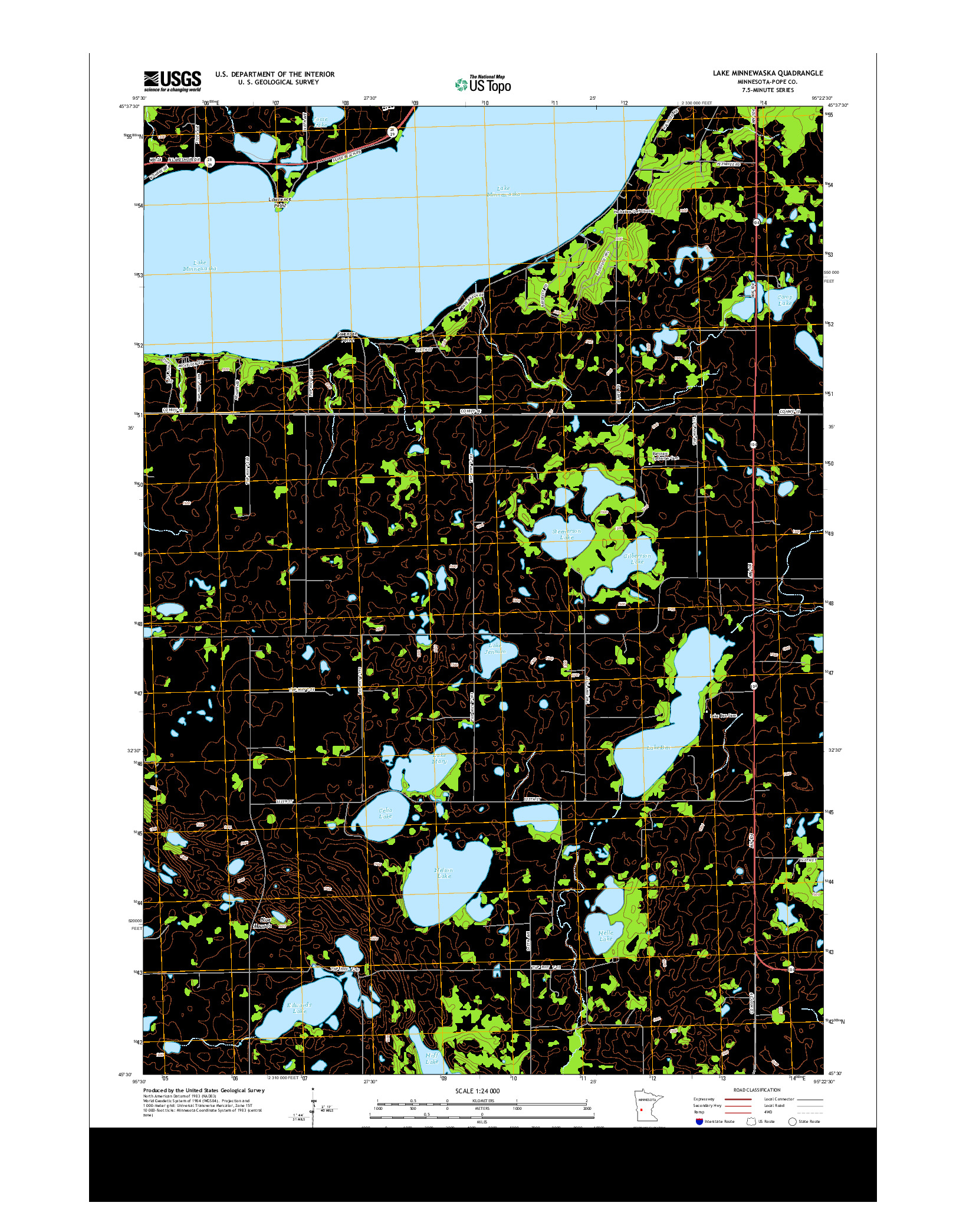 USGS US TOPO 7.5-MINUTE MAP FOR LAKE MINNEWASKA, MN 2013