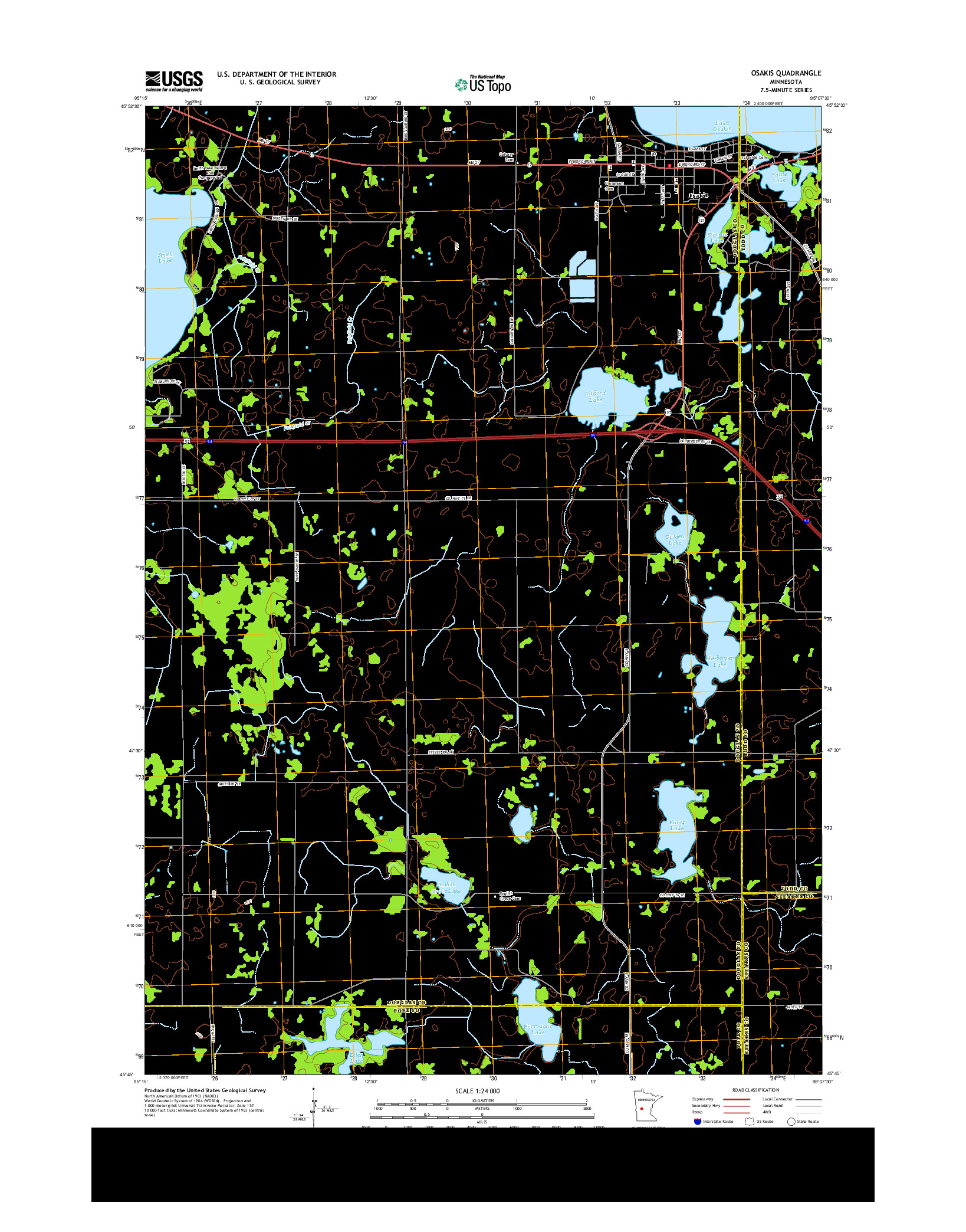 USGS US TOPO 7.5-MINUTE MAP FOR OSAKIS, MN 2013