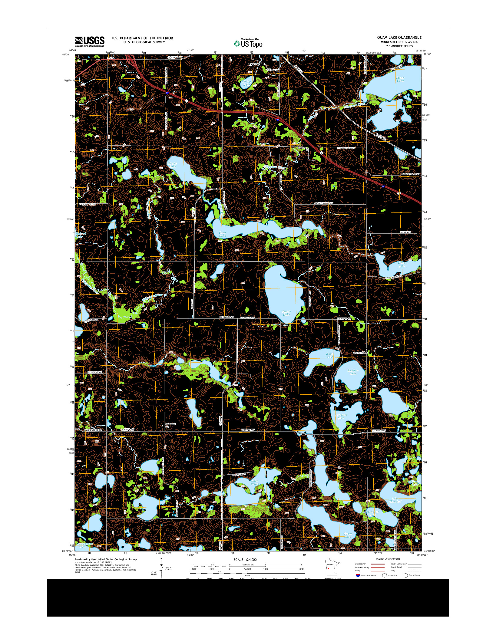 USGS US TOPO 7.5-MINUTE MAP FOR QUAM LAKE, MN 2013