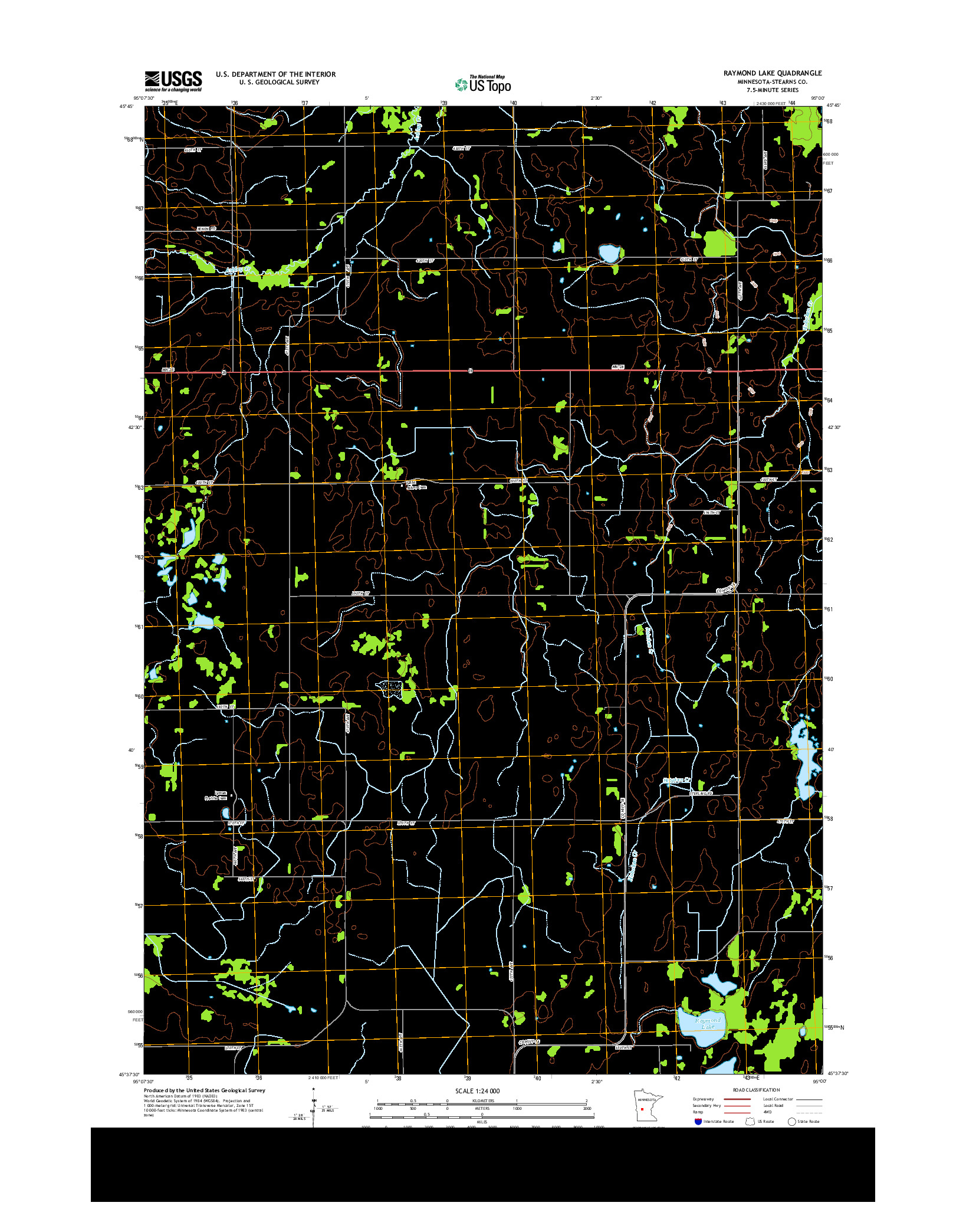 USGS US TOPO 7.5-MINUTE MAP FOR RAYMOND LAKE, MN 2013