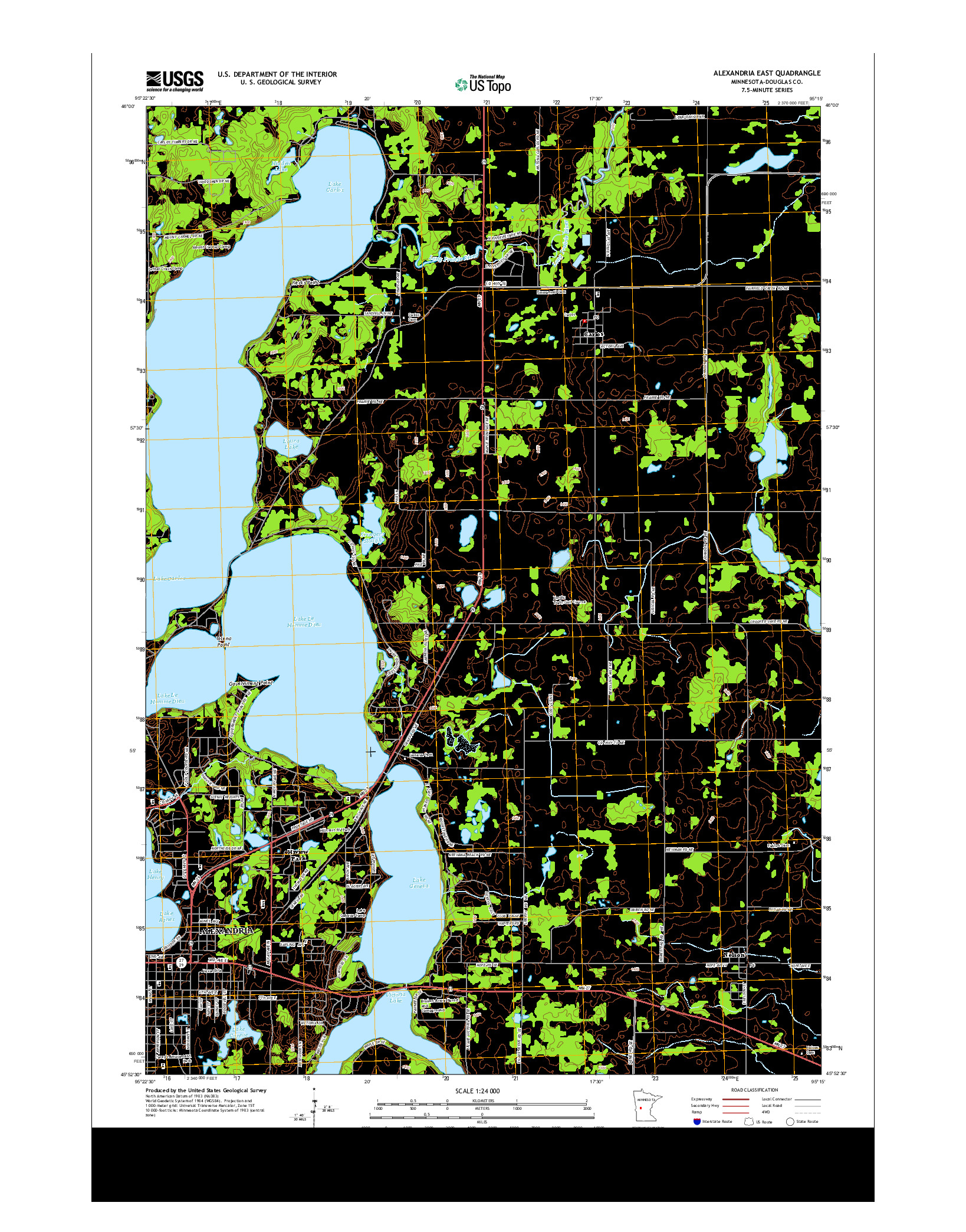 USGS US TOPO 7.5-MINUTE MAP FOR ALEXANDRIA EAST, MN 2013