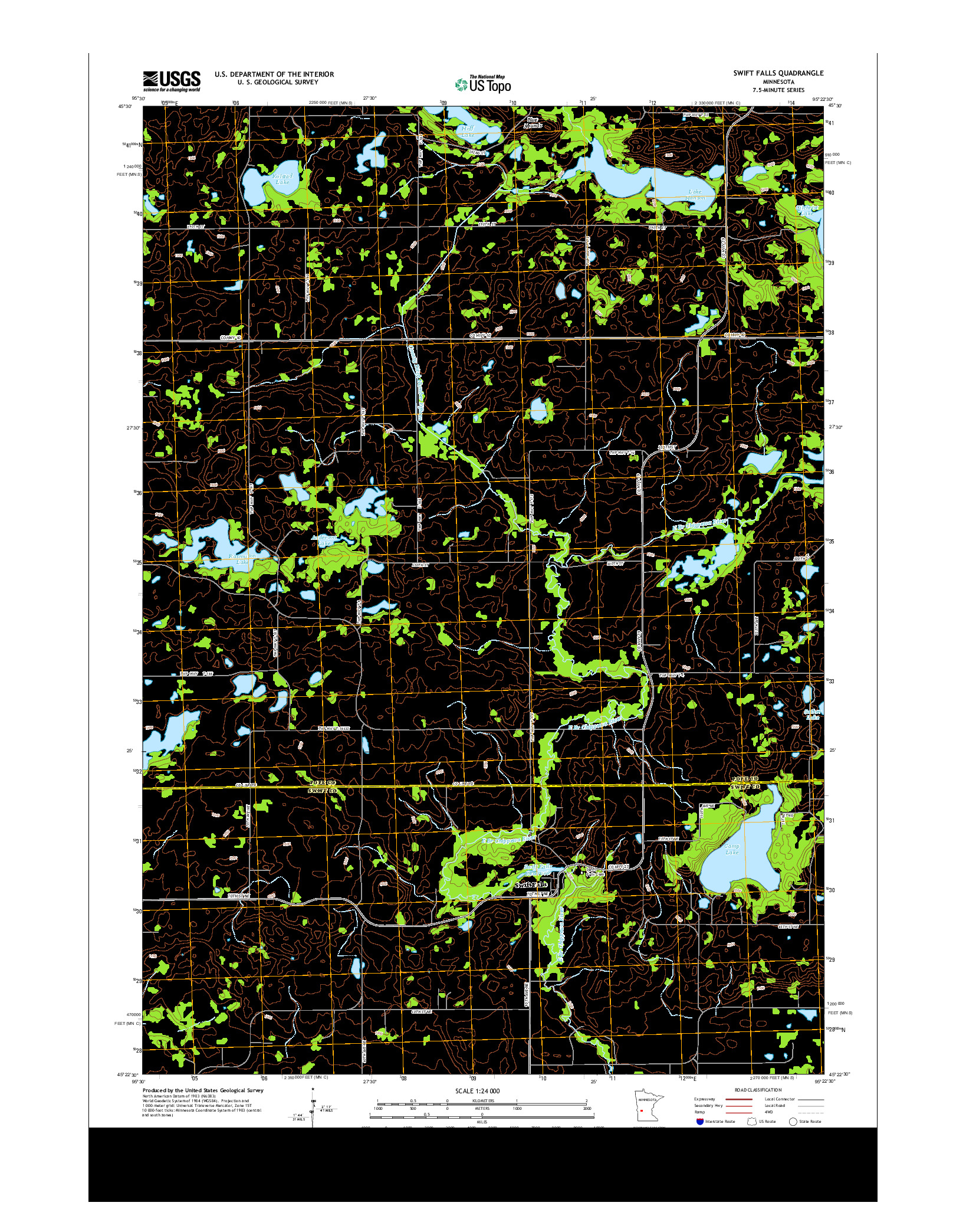USGS US TOPO 7.5-MINUTE MAP FOR SWIFT FALLS, MN 2013