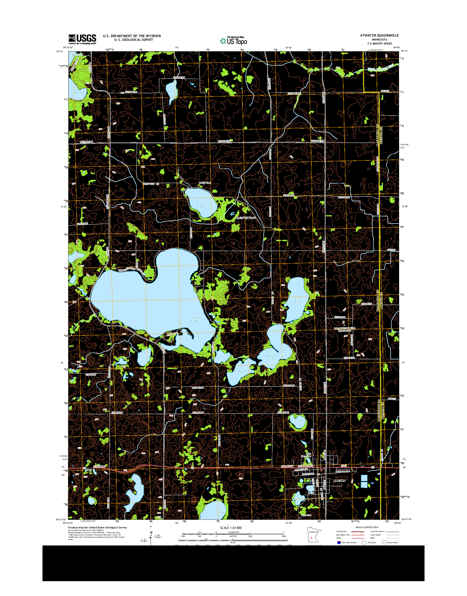 USGS US TOPO 7.5-MINUTE MAP FOR ATWATER, MN 2013