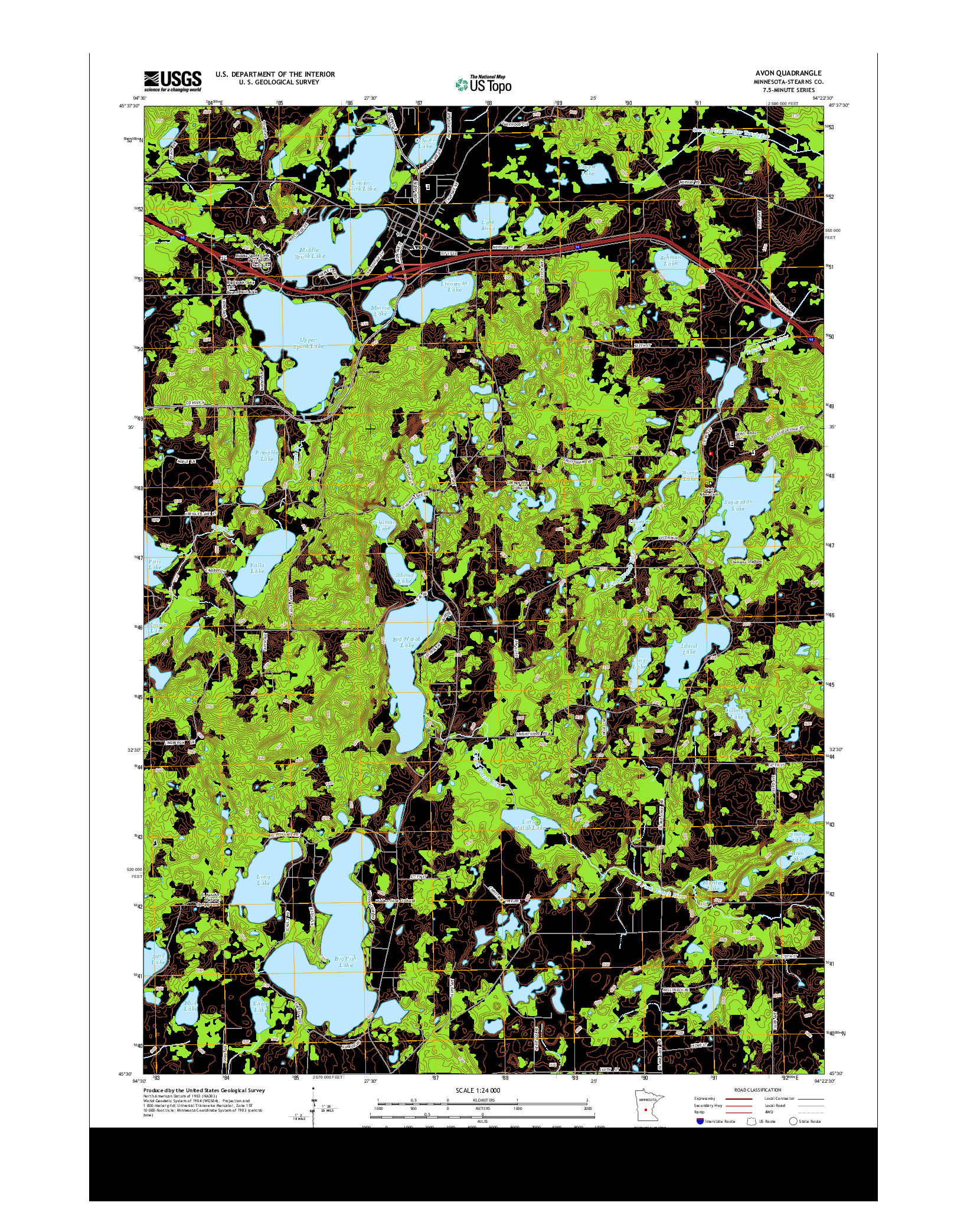 USGS US TOPO 7.5-MINUTE MAP FOR AVON, MN 2013