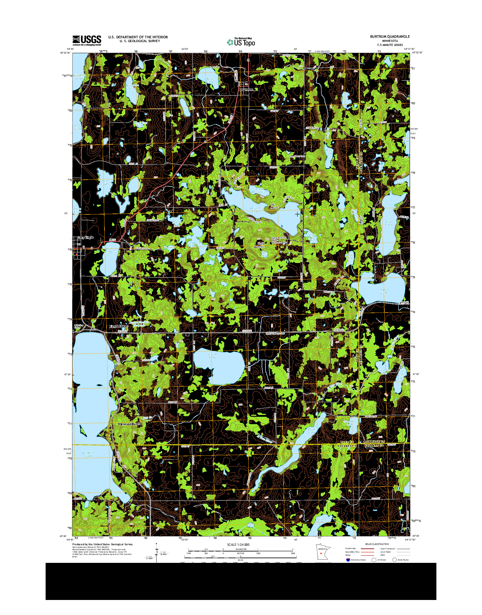 USGS US TOPO 7.5-MINUTE MAP FOR BURTRUM, MN 2013